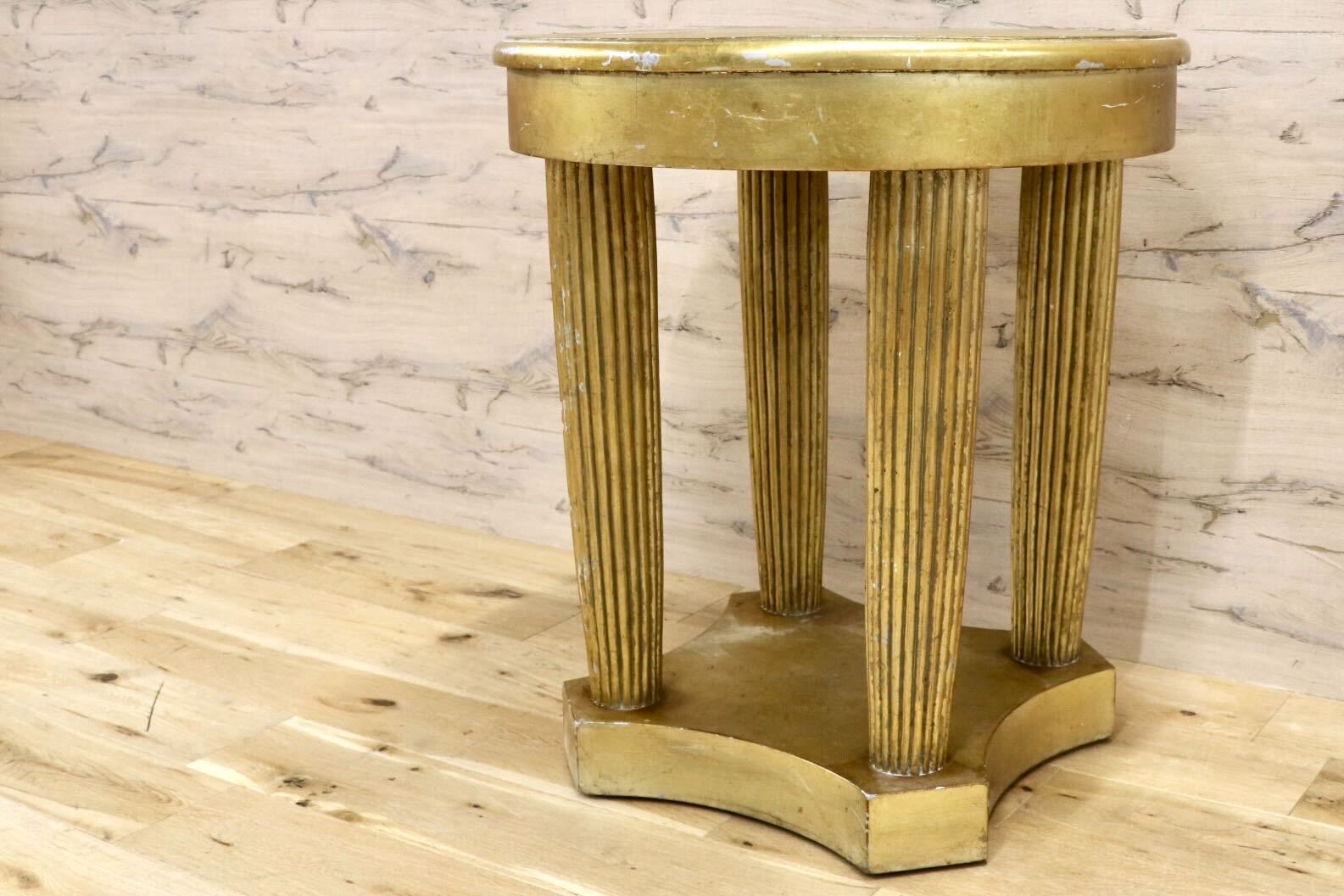 GMHH465○サイドテーブル 花台 飾り台 アンティーク ロココ調 ゴールド エレガント クラシック 店舗什器