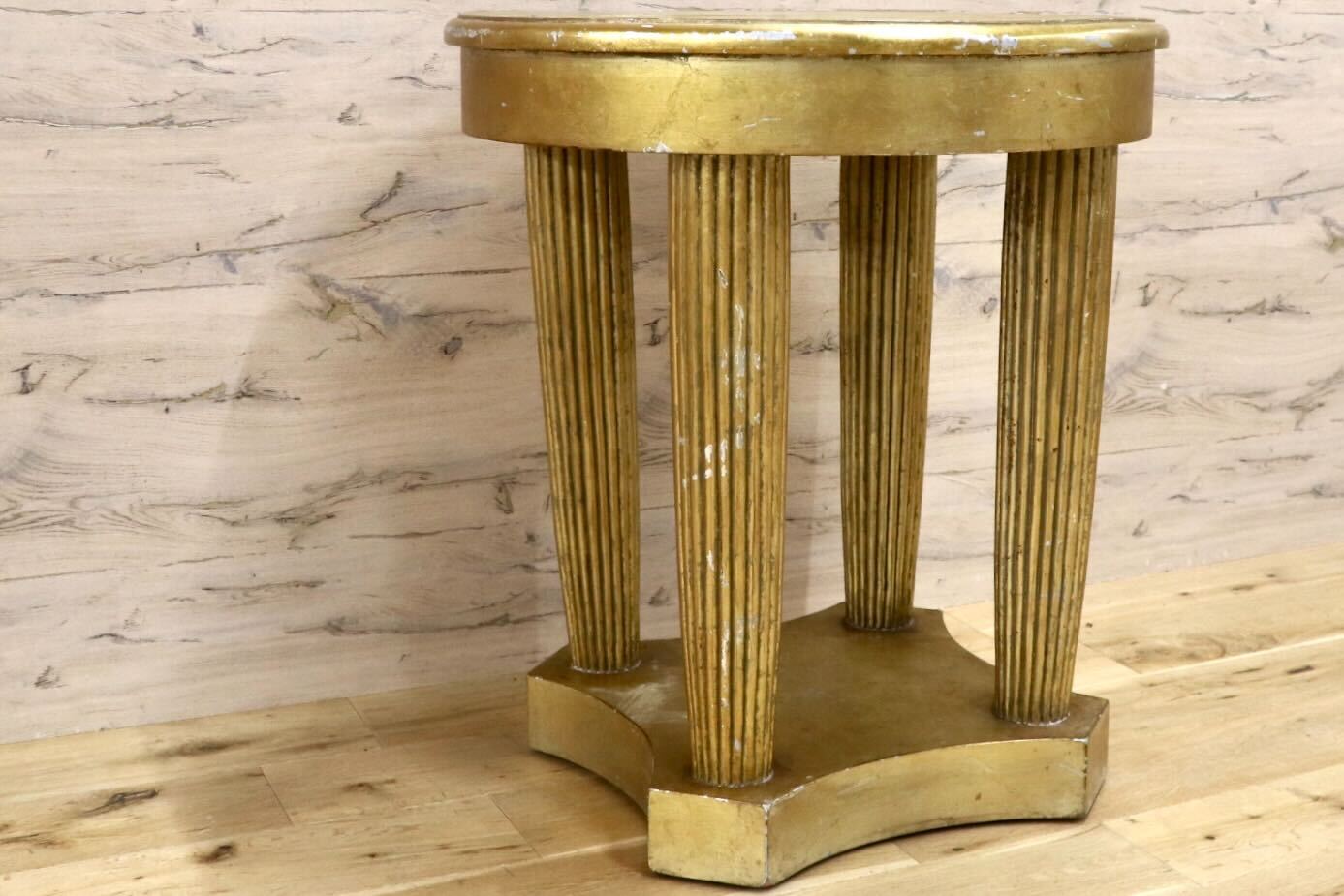 GMHH465○サイドテーブル 花台 飾り台 アンティーク ロココ調 ゴールド エレガント クラシック 店舗什器