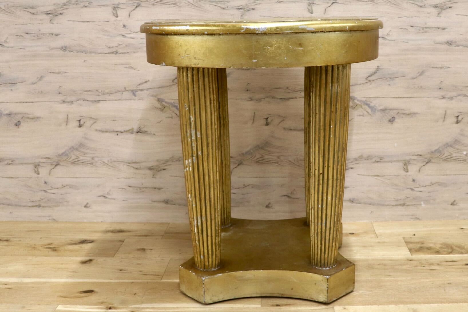 GMHH465○サイドテーブル 花台 飾り台 アンティーク ロココ調 ゴールド エレガント クラシック 店舗什器