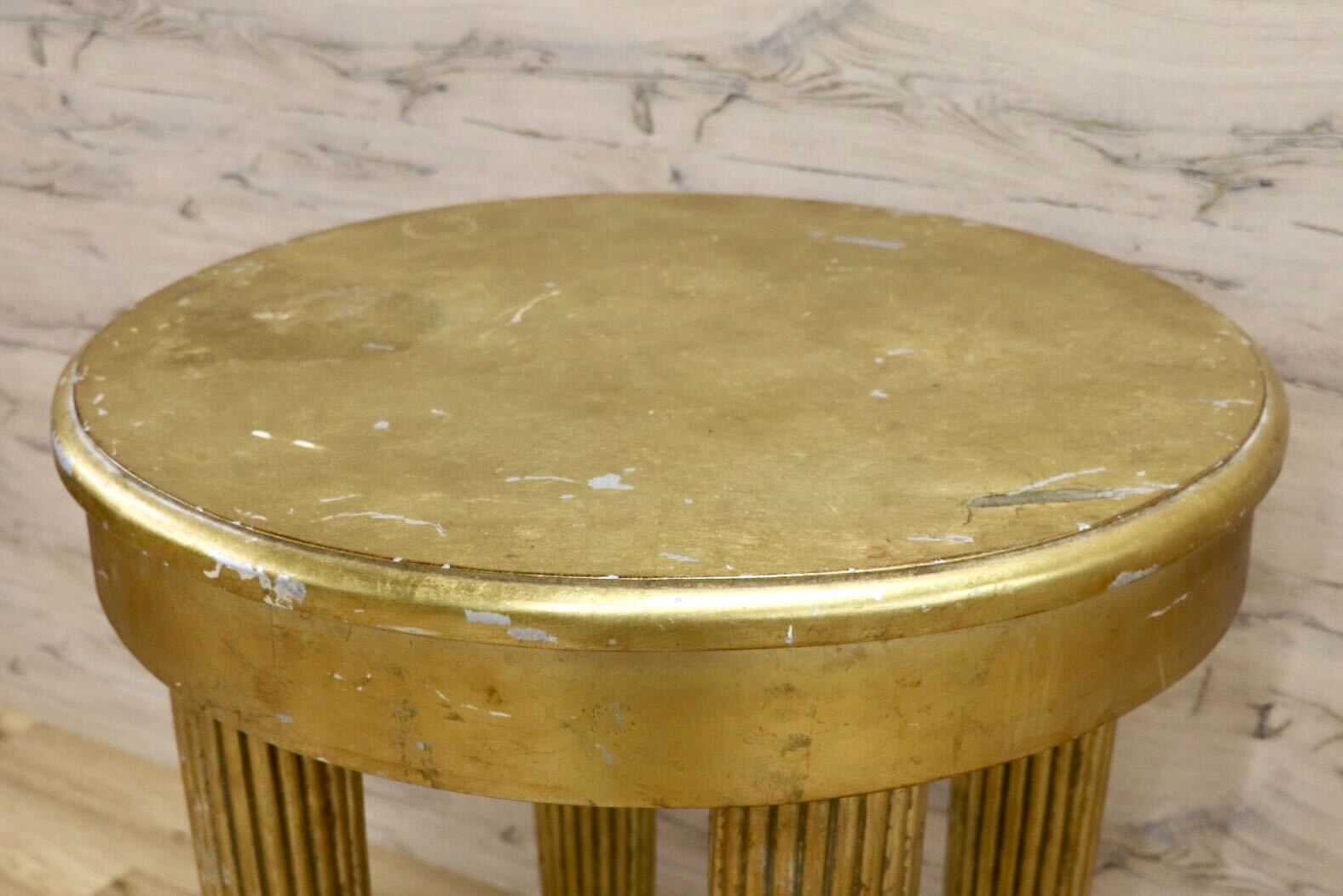 GMHH465○サイドテーブル 花台 飾り台 アンティーク ロココ調 ゴールド エレガント クラシック 店舗什器