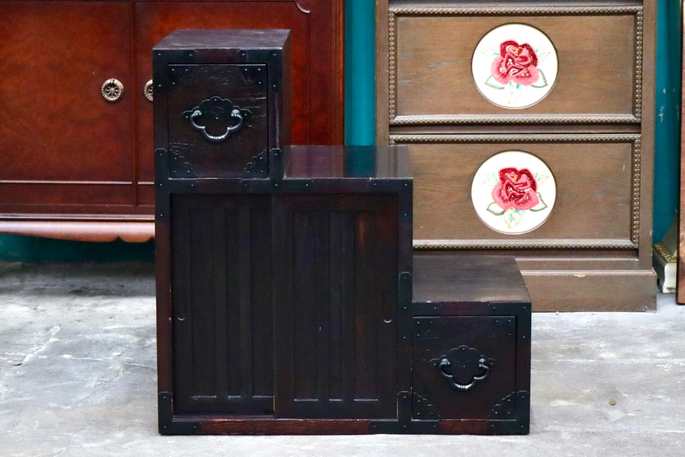 GMJS110C○階段箪笥 両面箪笥 チェスト 整理箪笥 タンス 引き出し 和家具 和モダン 和室 座敷 古民家 レトロ ヴィンテージ