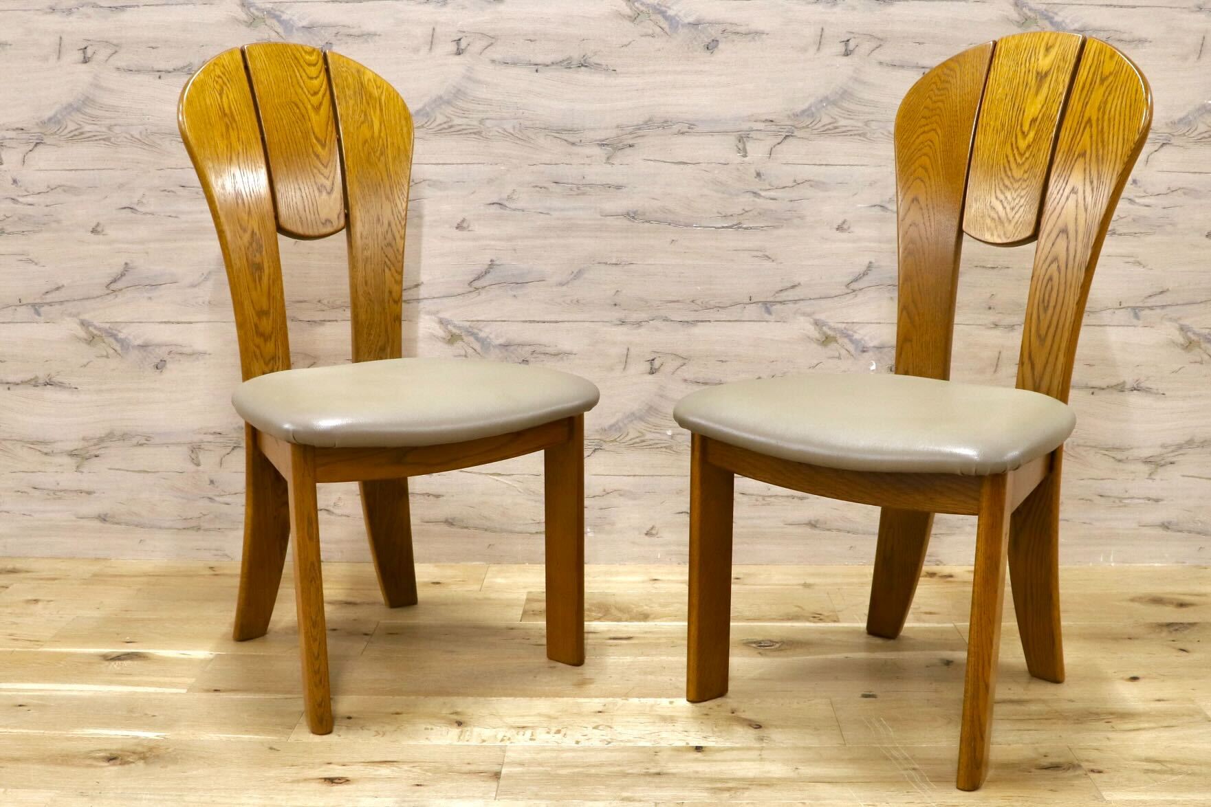 GMHK760A○浜本工芸 / HAMAMOTO ダイニングチェア 椅子 合皮 楢無垢 2脚セット 国産家具