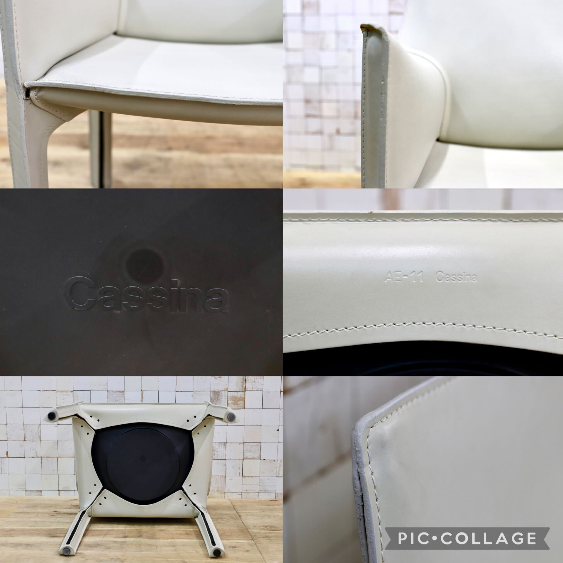 GMIO74F○Cassina / カッシーナ 413 CAB キャブアームチェア マリオ・ベリーニ 椅子 マットアイボリー レザー イタリアモダン 定価50.6万