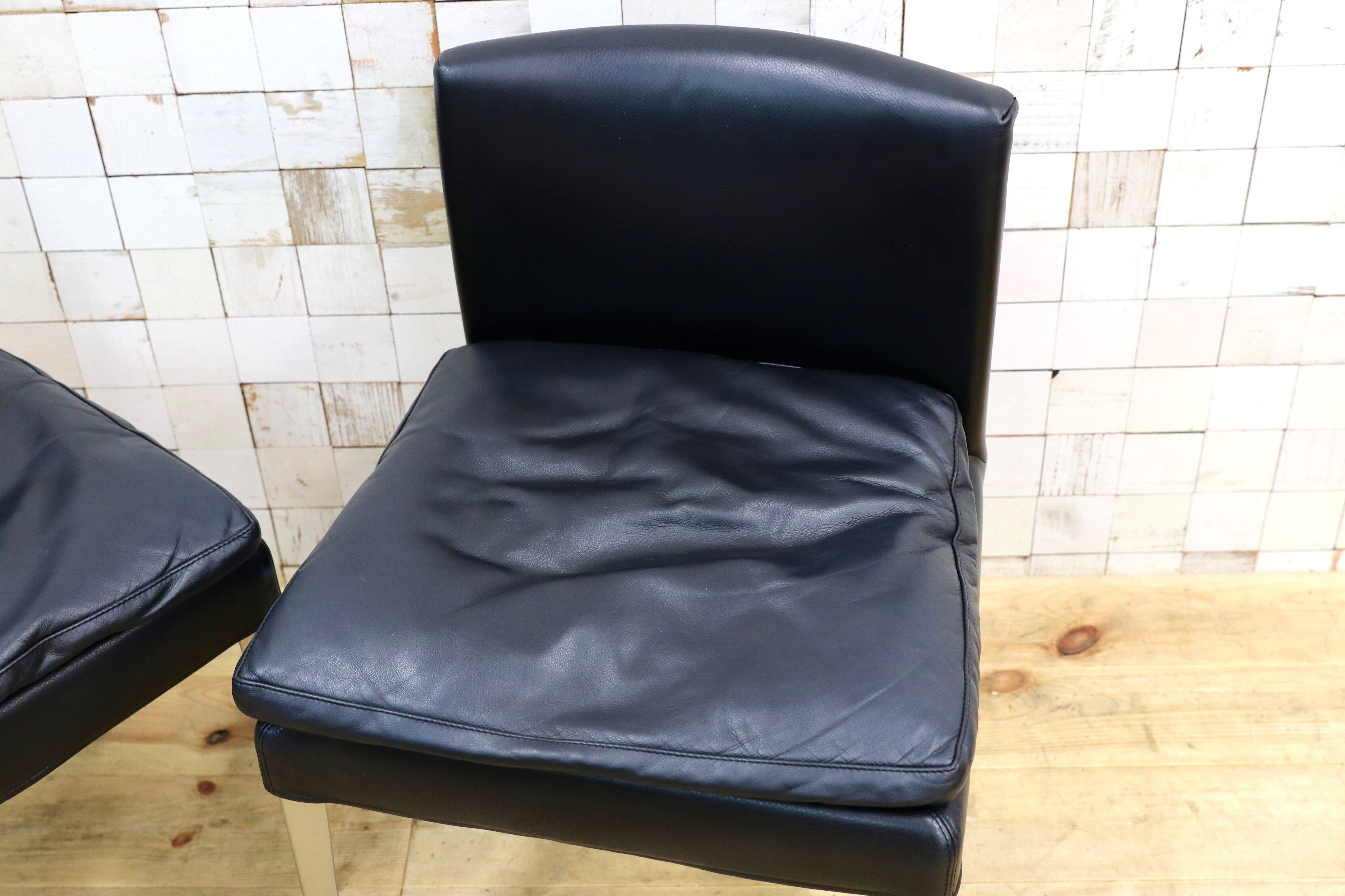 GMIK362A○B&B ITALIA MAXALTOEUNICE ダイニングチェア 椅子 レザー ブラック アントニオ・チッテリオ イタリアモダン 2脚セット 約58万