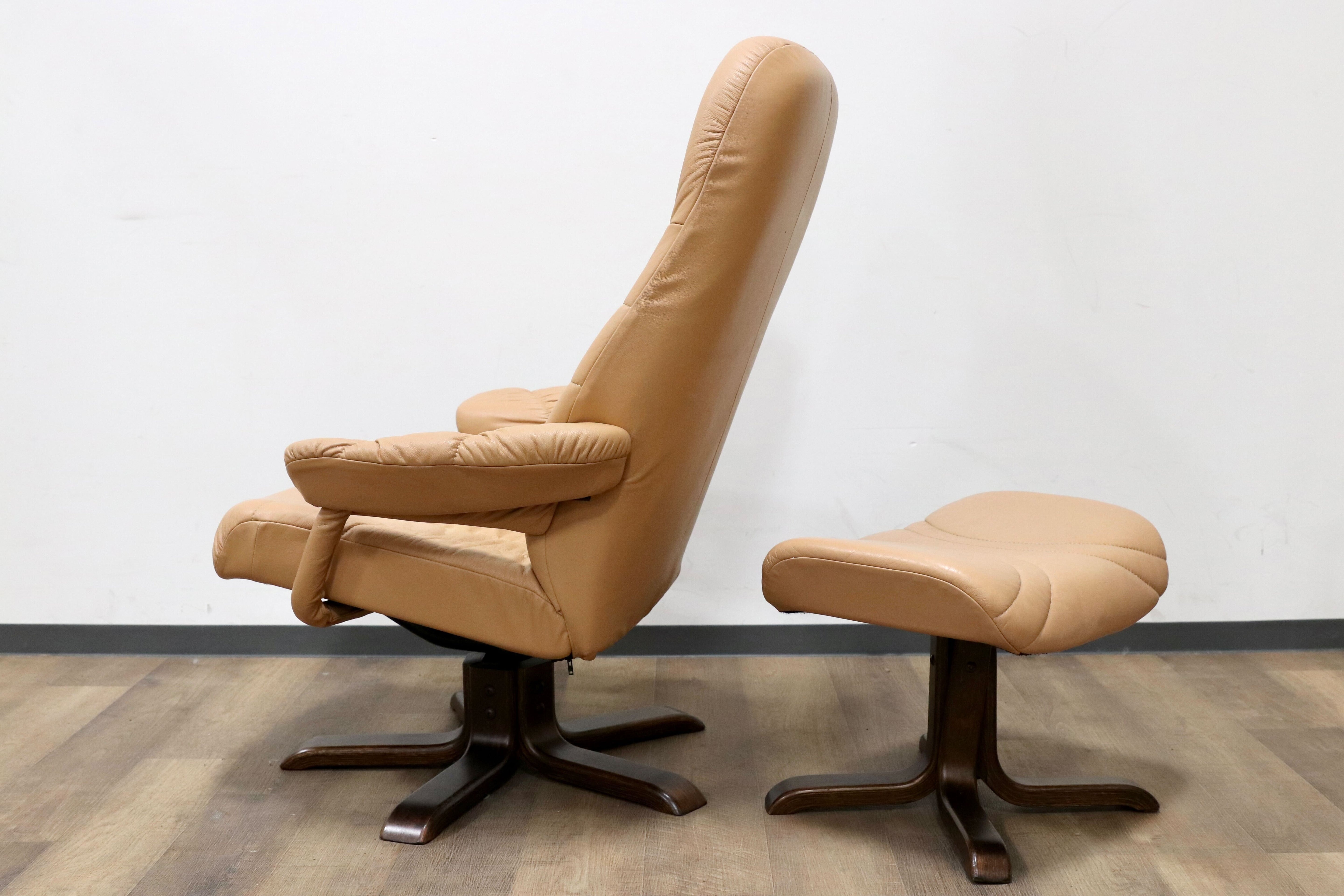 GMGS171○Hjellegjerde / イエリアーダ リクライニングチェア パーソナルチェア 回転椅子 オットマン レザー ノルウェー 北欧家具