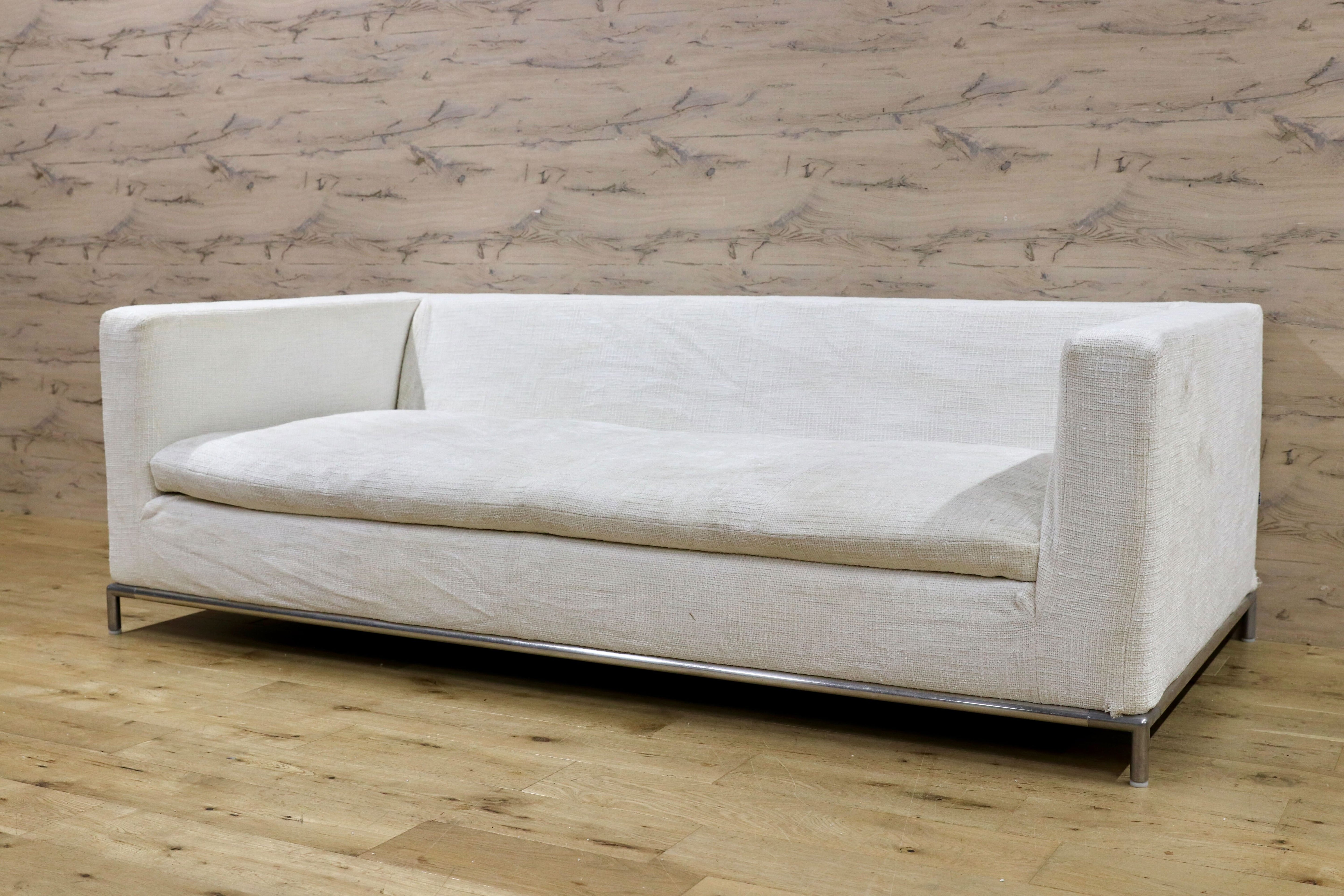 GMIS256○B&B ITALIA / ビーアンドビー GEORGE ジョージ 3人掛けソファ トリプルソファ 白 布張り アントニオ・チッテリオ 定価約80万