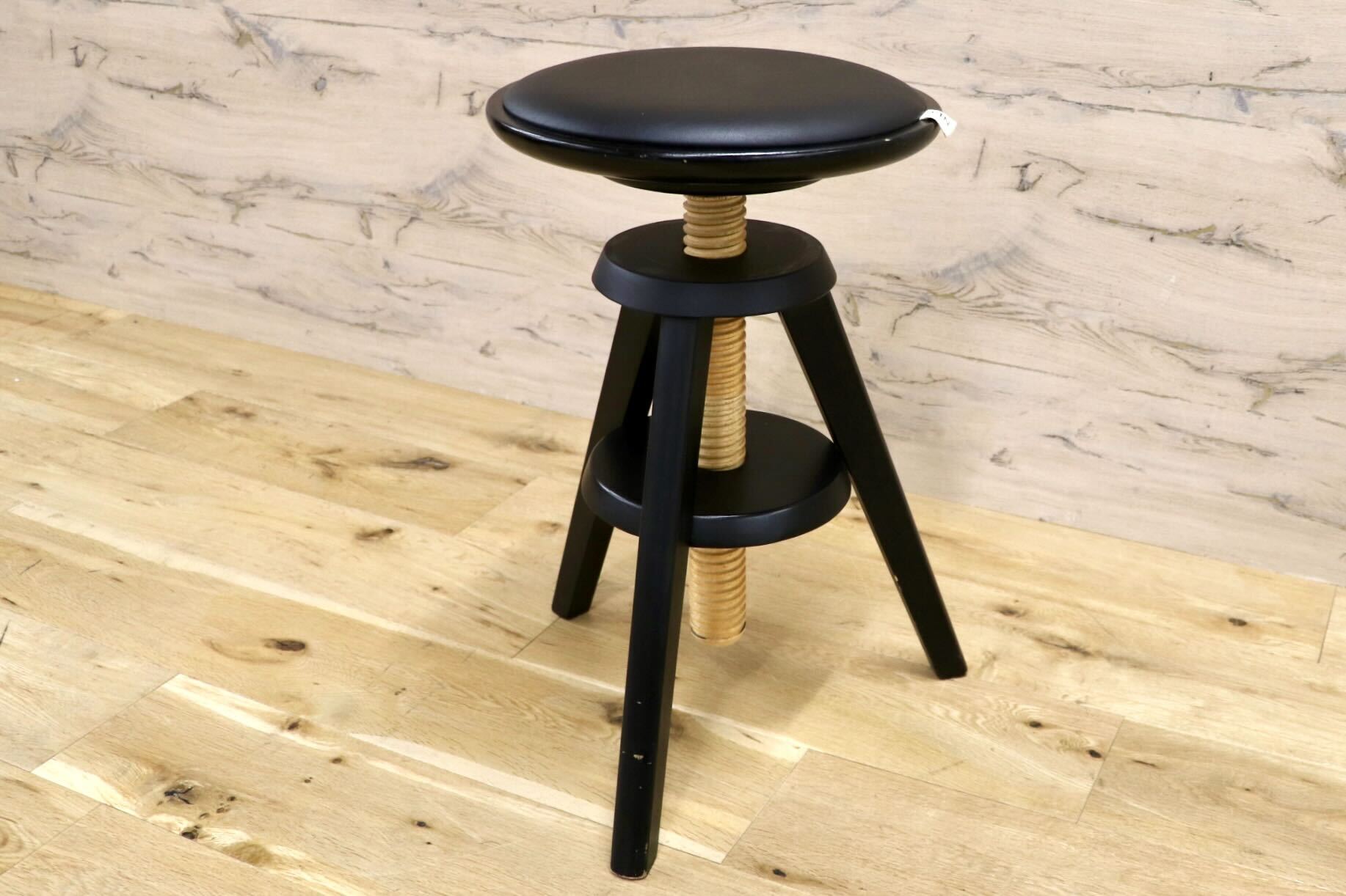 GMHK699○広松木工 / HIROMATSU スピンスツール スツール 椅子 ブラック 木製 昇降可