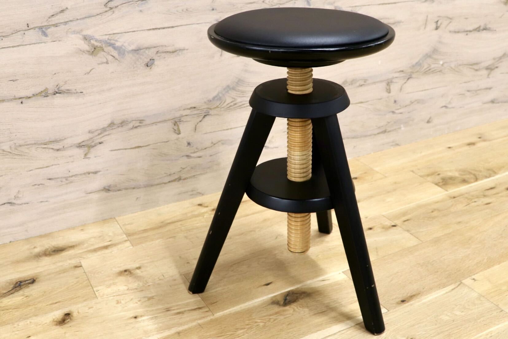 GMHK699○広松木工 / HIROMATSU スピンスツール スツール 椅子 ブラック 木製 昇降可