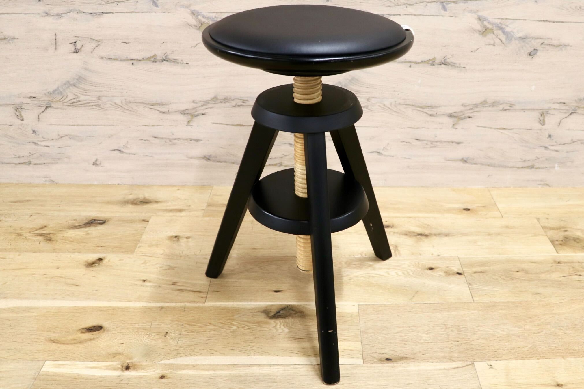 GMHK699○広松木工 / HIROMATSU スピンスツール スツール 椅子 ブラック 木製 昇降可