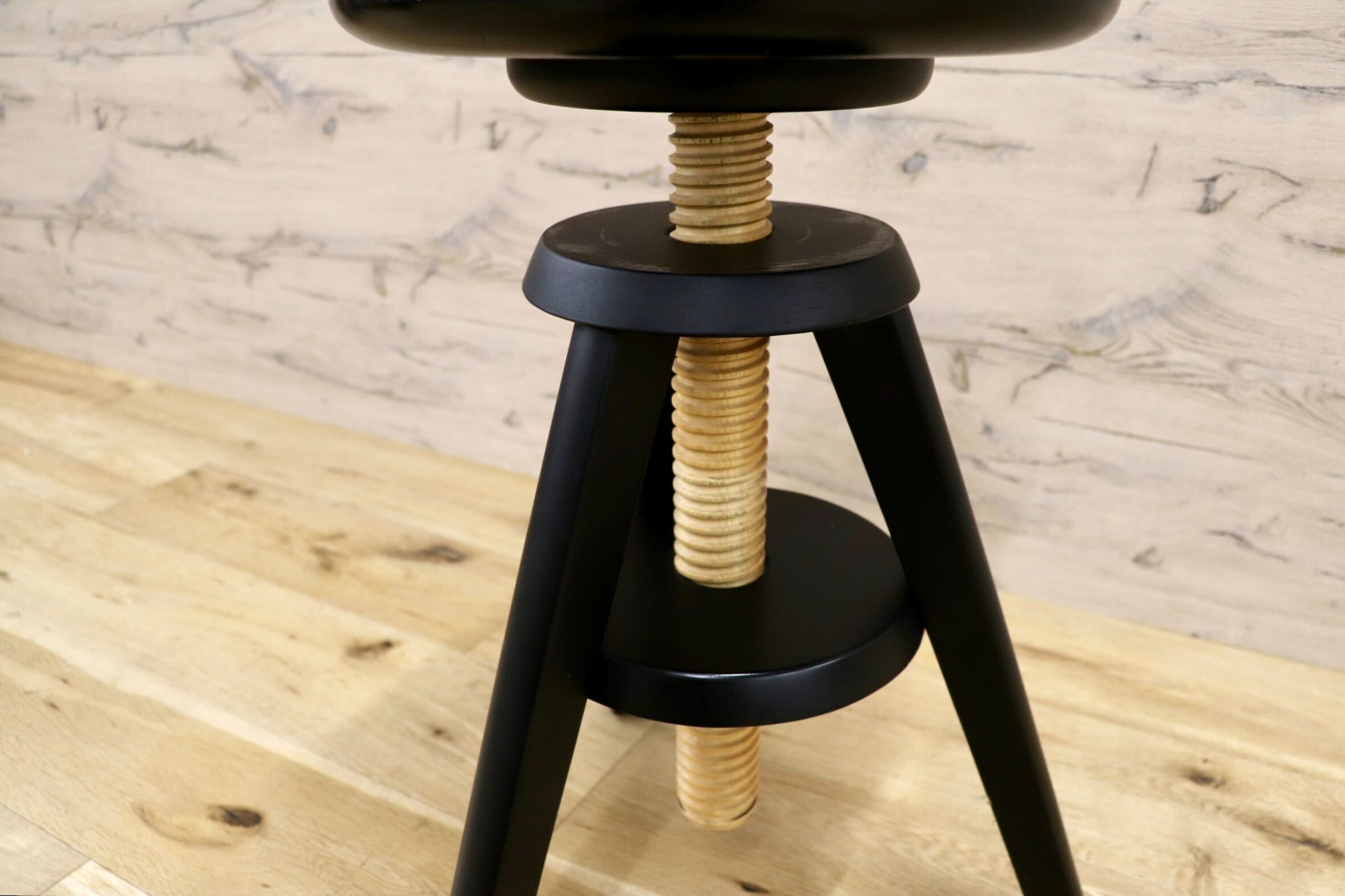 GMHK699○広松木工 / HIROMATSU スピンスツール スツール 椅子 ブラック 木製 昇降可