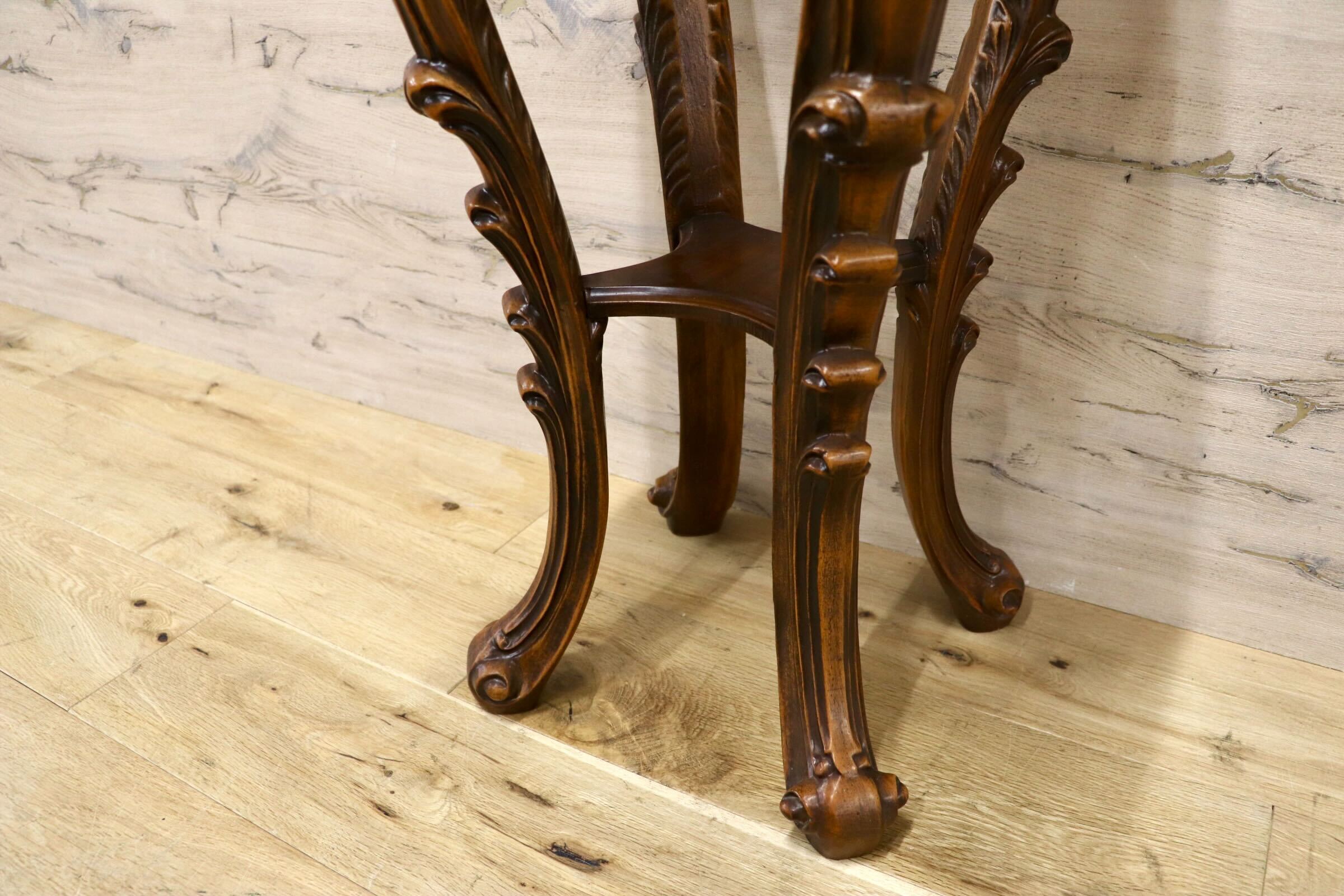 GMHK747○大理石風 木製 サイドテーブル 花台 飾り台 フラワースタンド ヨーロピアン 猫脚 西洋 クラシック アンティーク調