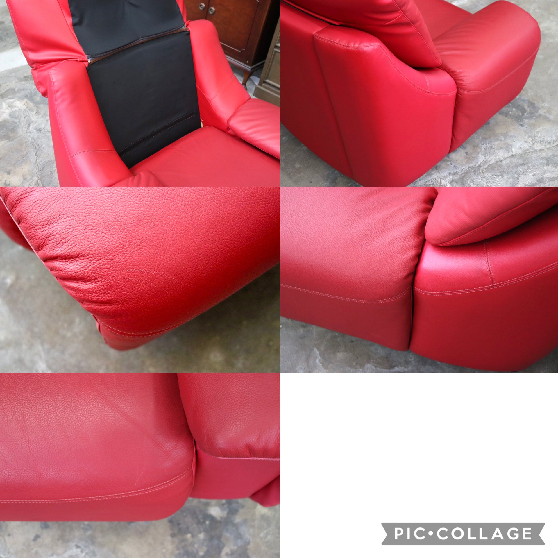 GMJK263C○FUJI FURNITURE / 冨士ファニチア L6760A 1人掛けソファ シングルソファ ラウンジチェア 本革 レッド 国産家具 美品