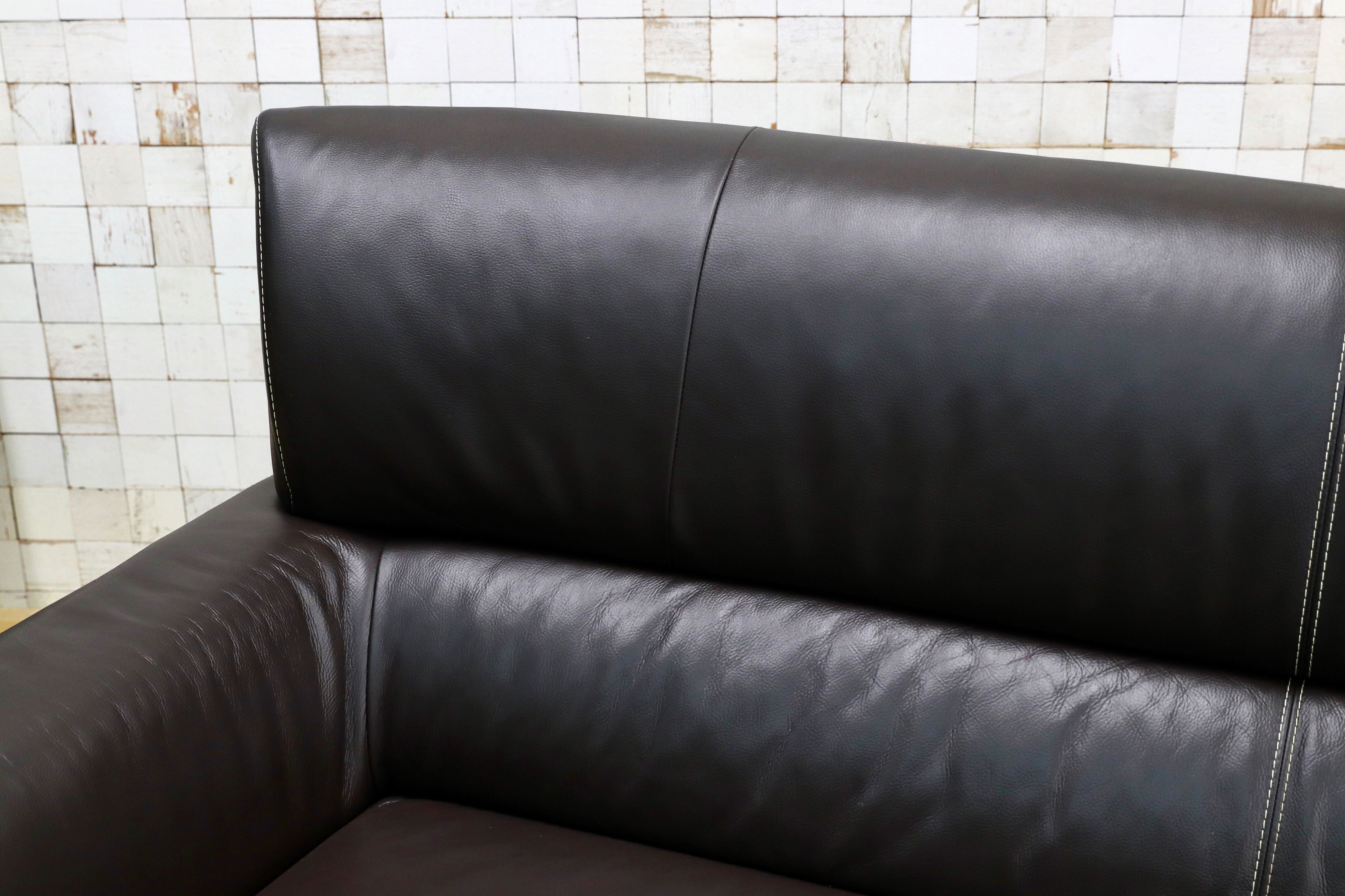 GMIH372○Gallery-M / ギャラリーエム 3人掛けソファ トリプルソファ ドイツ 本革 ACTUS アクタス 高級 モダン ダークブラウン 約35万