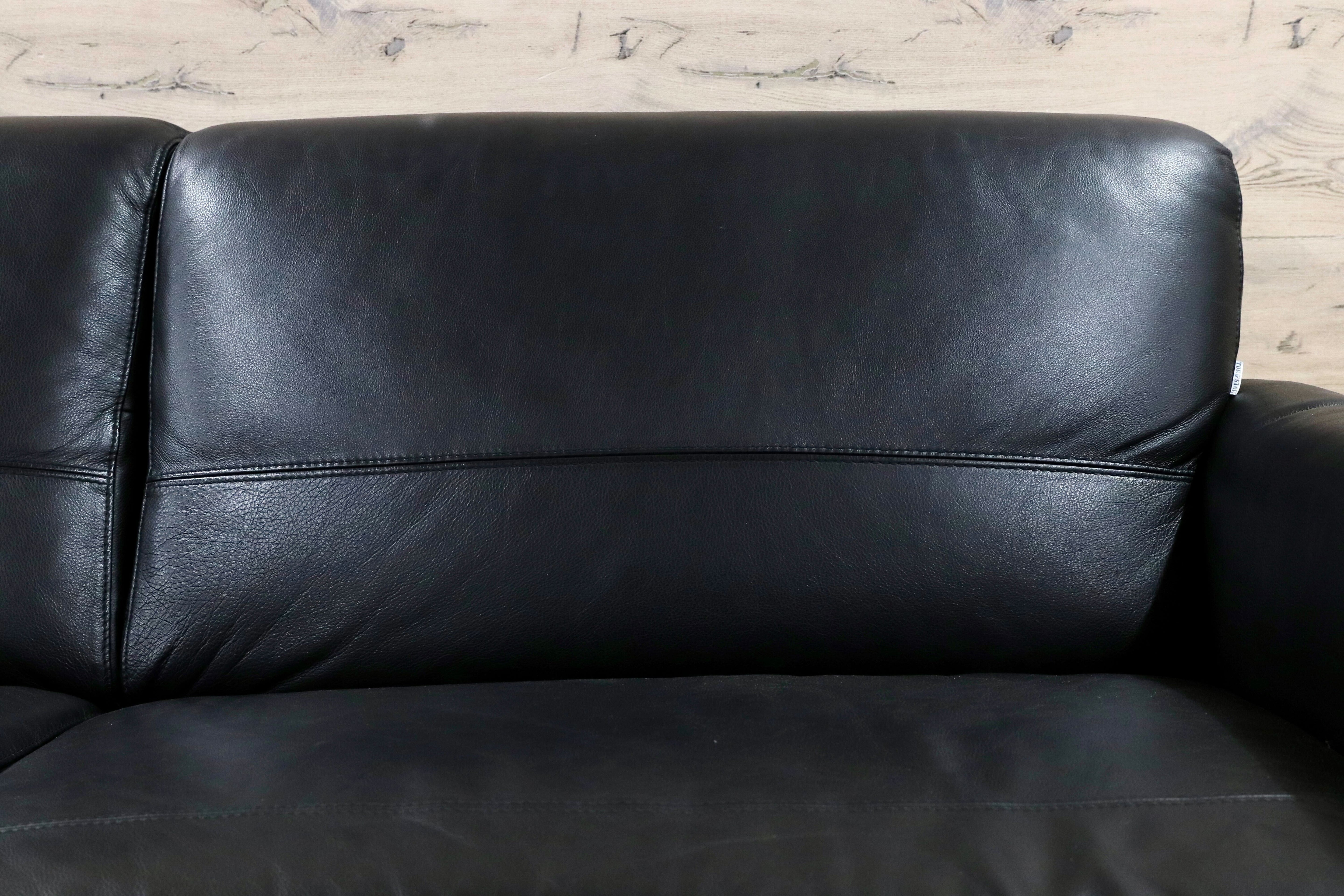 GMHH392○TOK&STOK イタリア製 2.5人掛けソファ トリプルソファ 黒 本革 レザー モダン 長椅子 購入約60万
