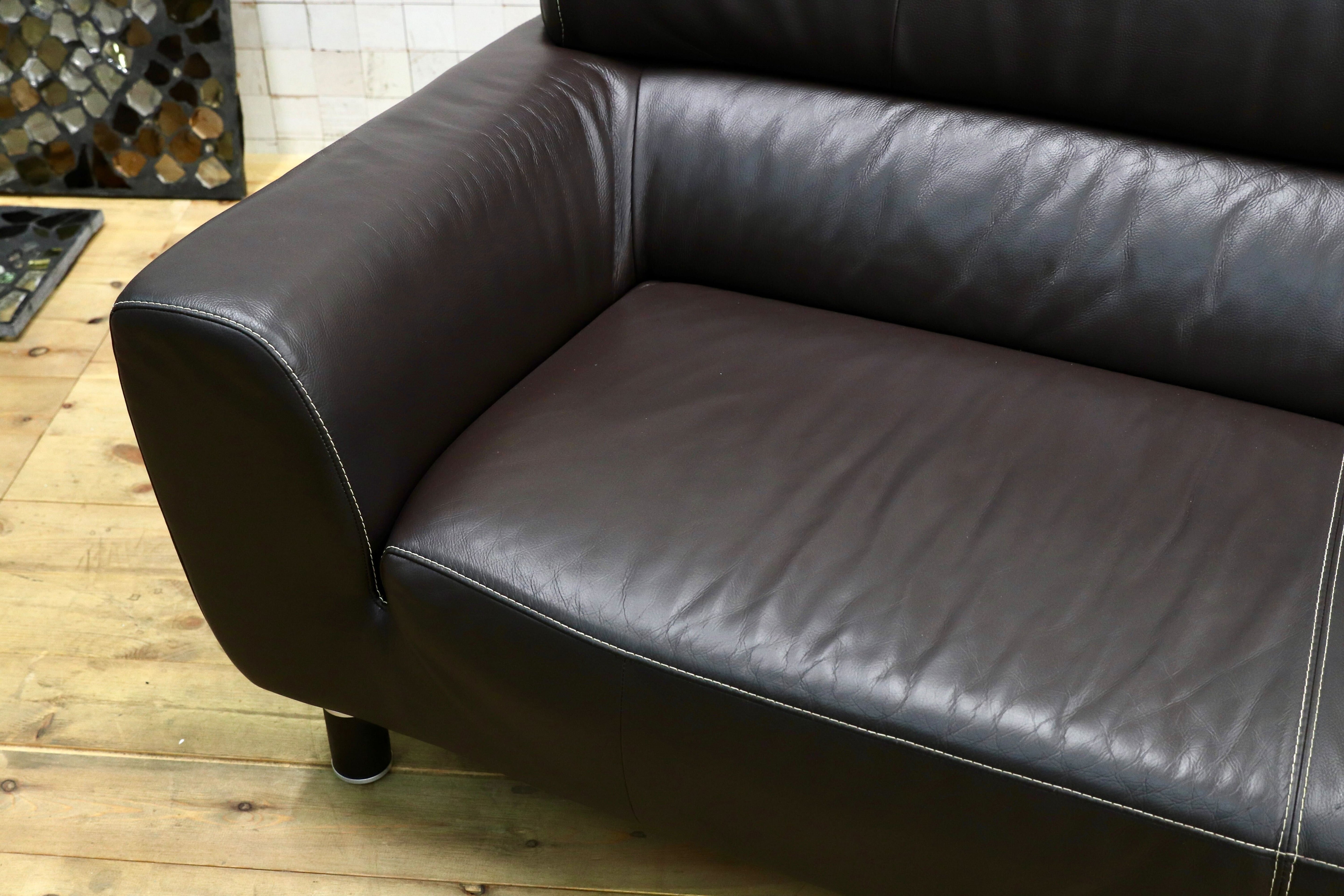 GMIH372○Gallery-M / ギャラリーエム 3人掛けソファ トリプルソファ ドイツ 本革 ACTUS アクタス 高級 モダン ダークブラウン 約35万