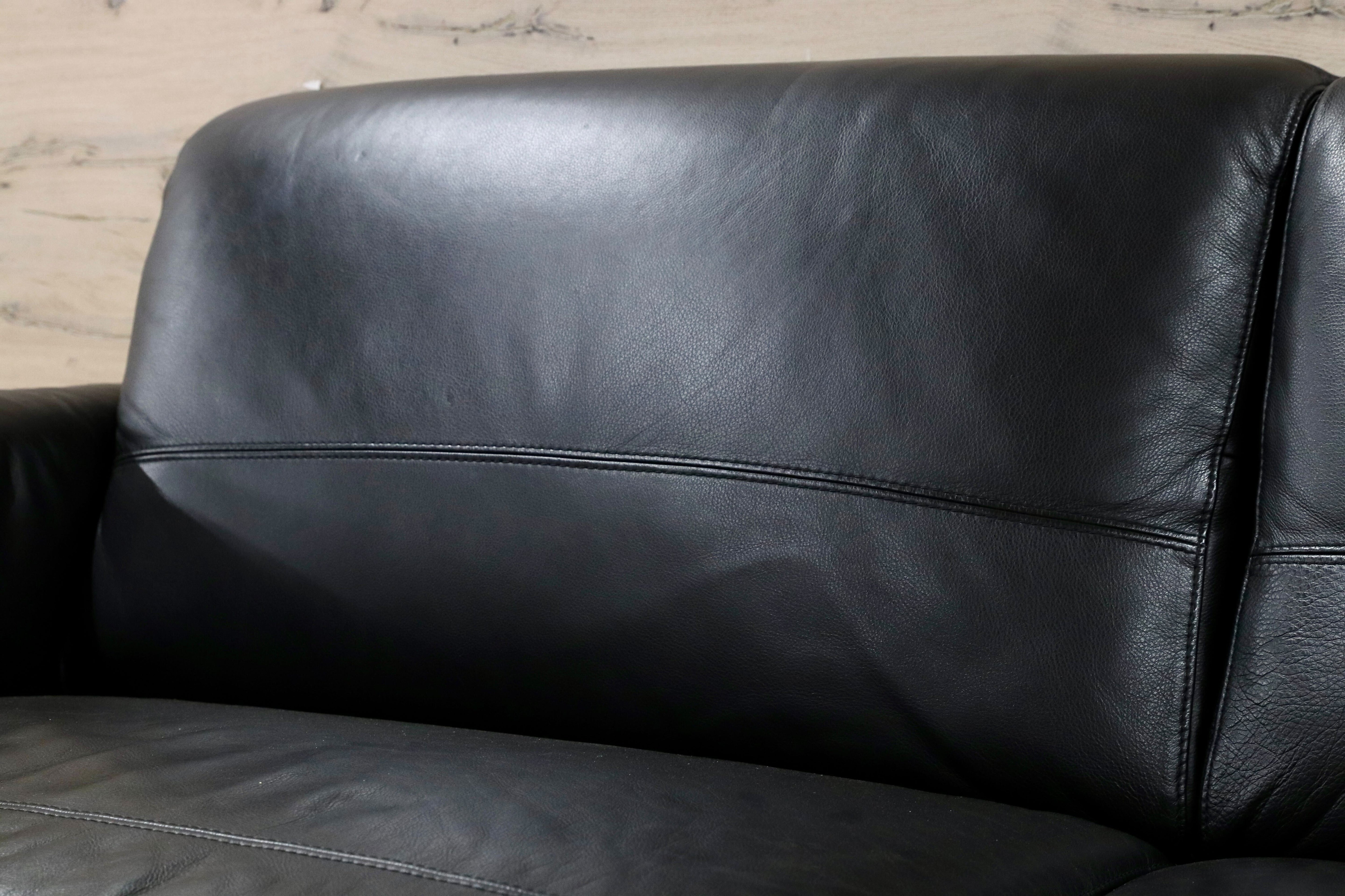 GMHH392○TOK&STOK イタリア製 2.5人掛けソファ トリプルソファ 黒 本革 レザー モダン 長椅子 購入約60万