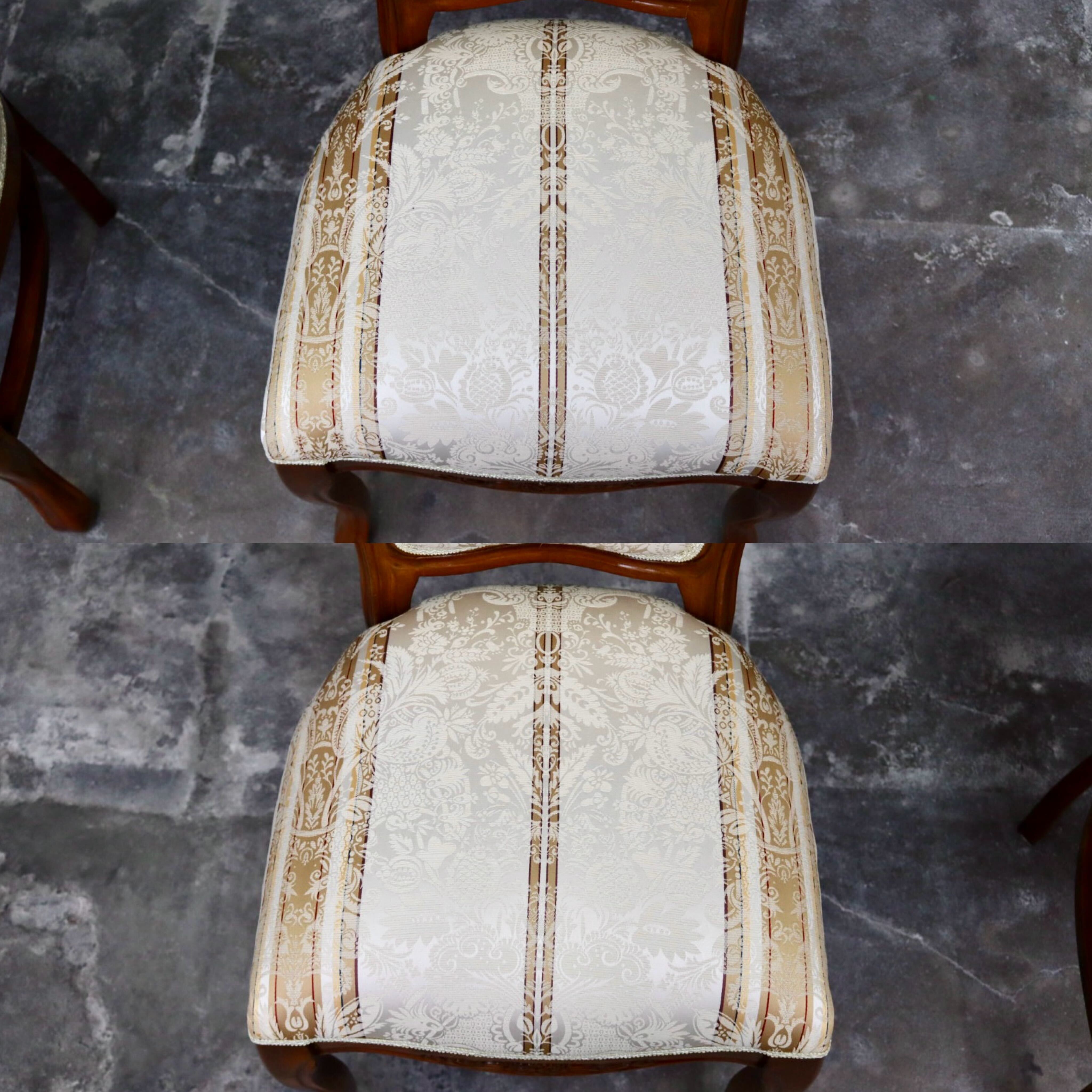 GMIK600A○イタリア製 ダイニングチェア アームレスチェア 食卓椅子 2脚セット 木製 ファブリック 猫脚 アンティーク調 クラシック