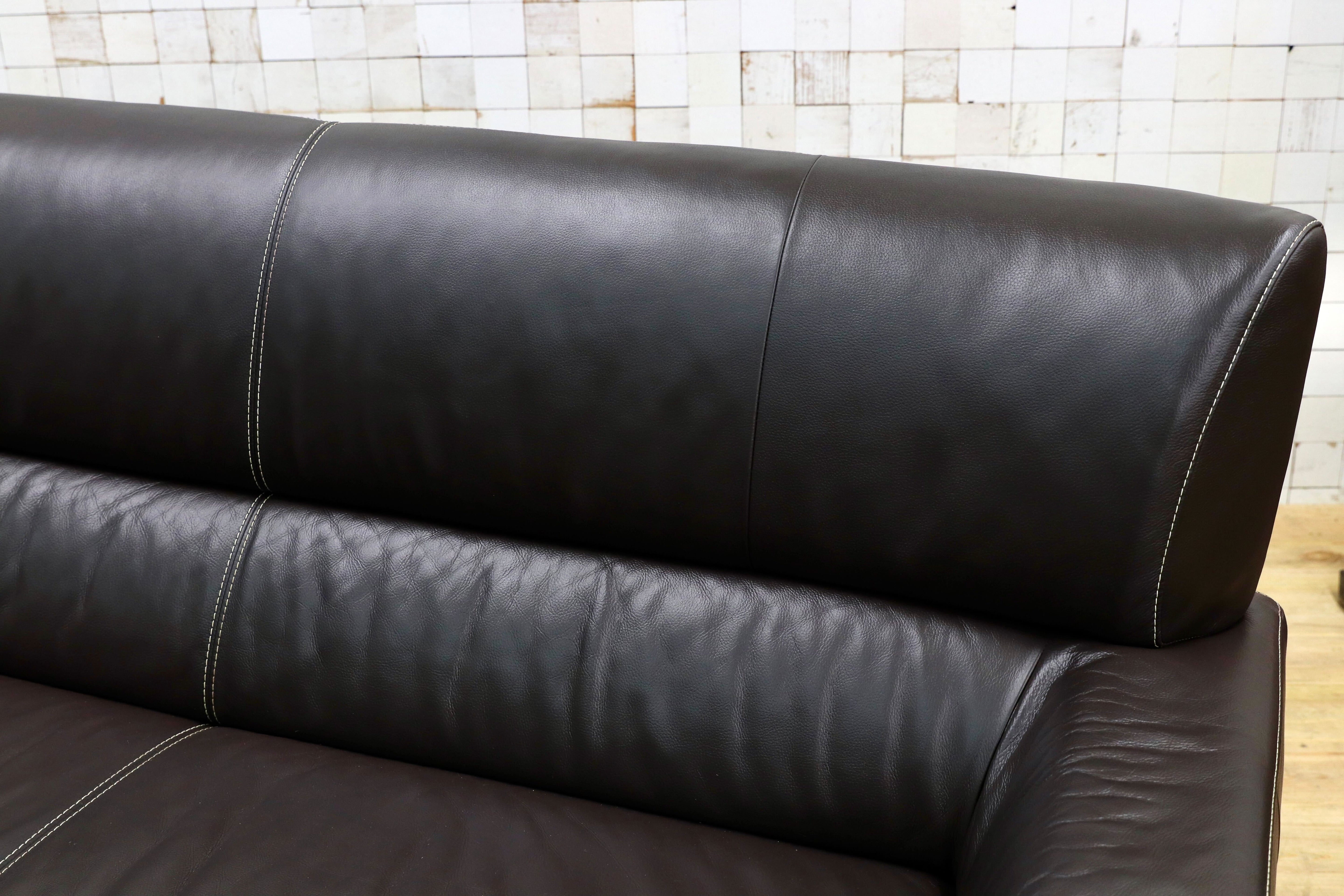 GMIH372○Gallery-M / ギャラリーエム 3人掛けソファ トリプルソファ ドイツ 本革 ACTUS アクタス 高級 モダン ダークブラウン 約35万