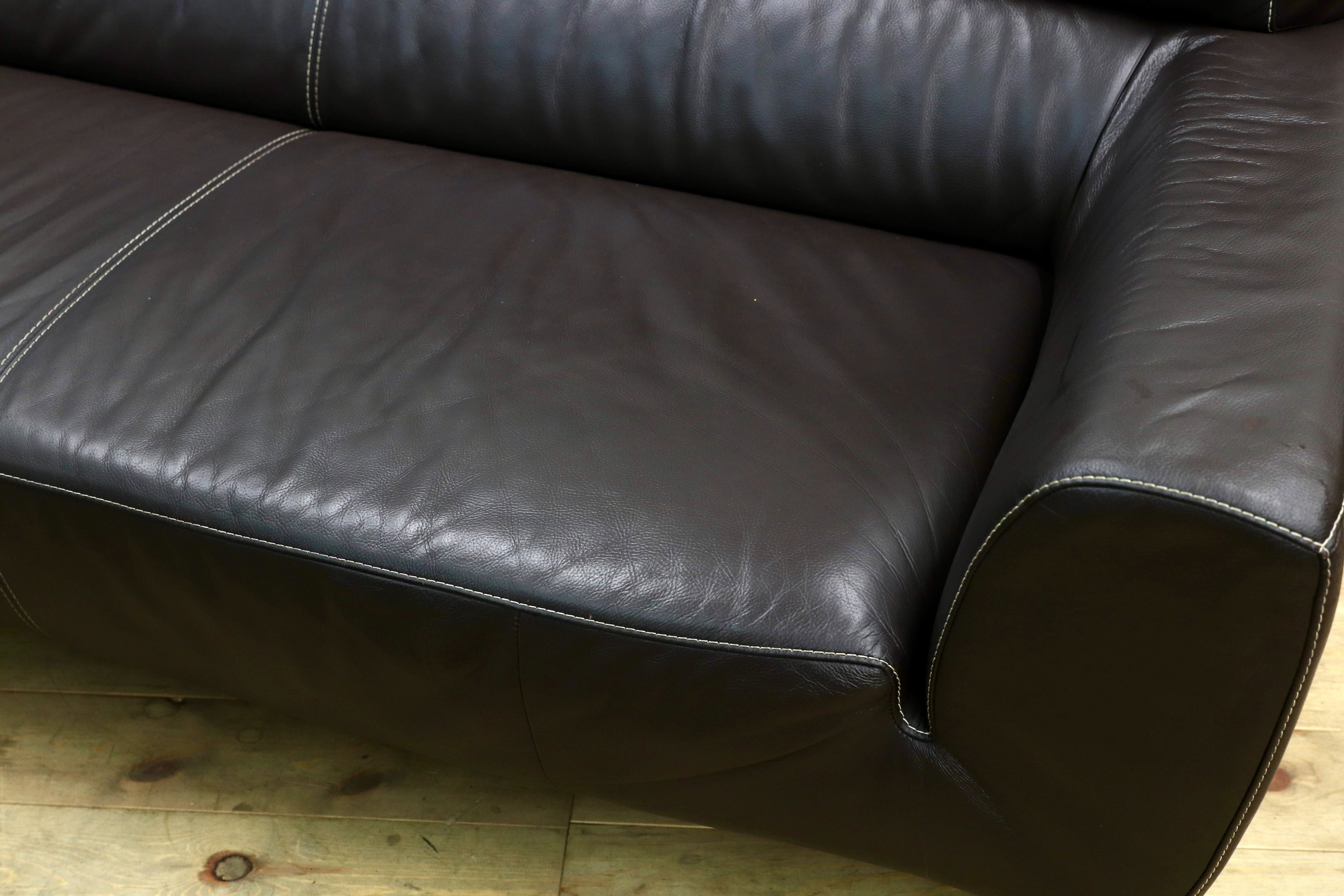 GMIH372○Gallery-M / ギャラリーエム 3人掛けソファ トリプルソファ ドイツ 本革 ACTUS アクタス 高級 モダン ダークブラウン 約35万