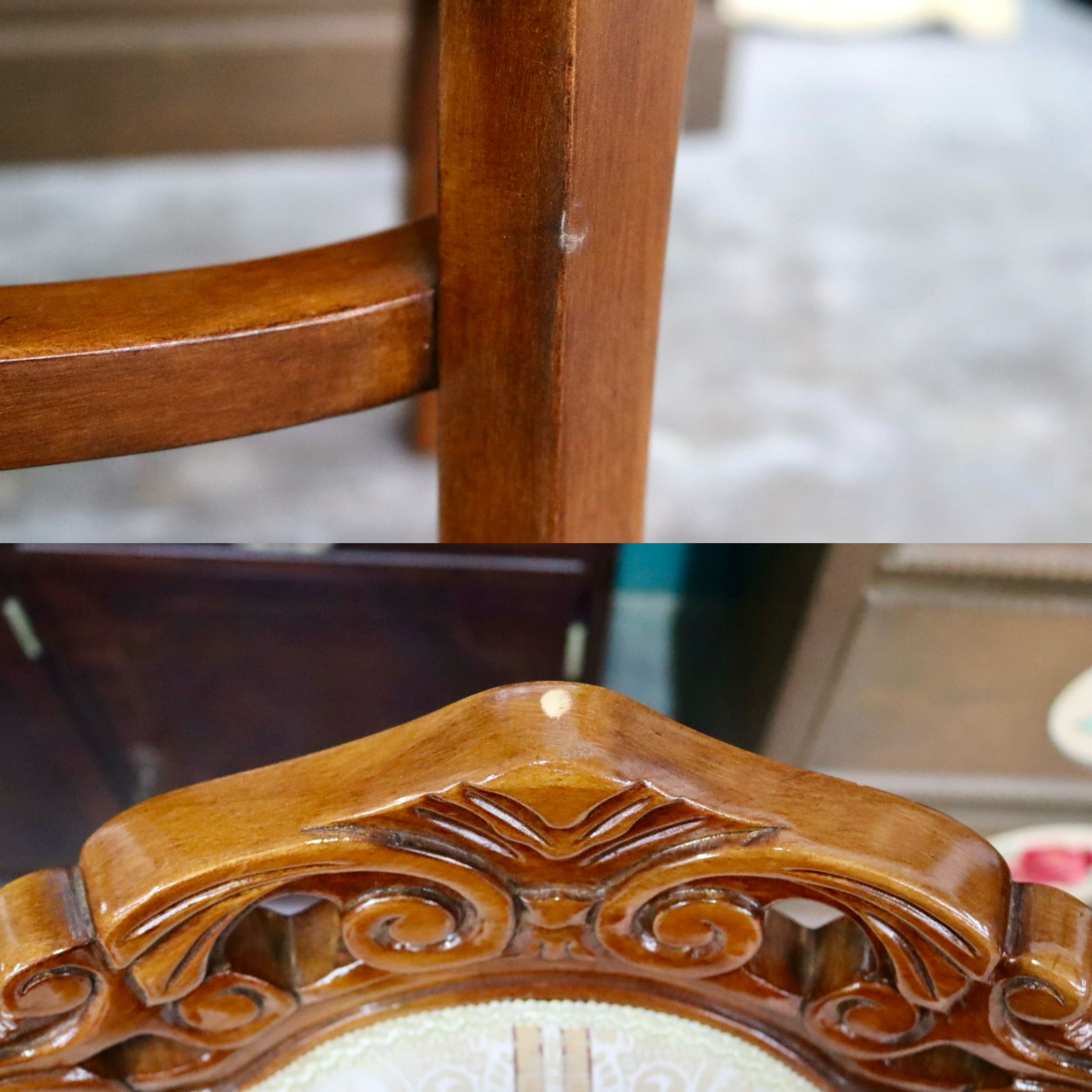 GMIK600A○イタリア製 ダイニングチェア アームレスチェア 食卓椅子 2脚セット 木製 ファブリック 猫脚 アンティーク調 クラシック