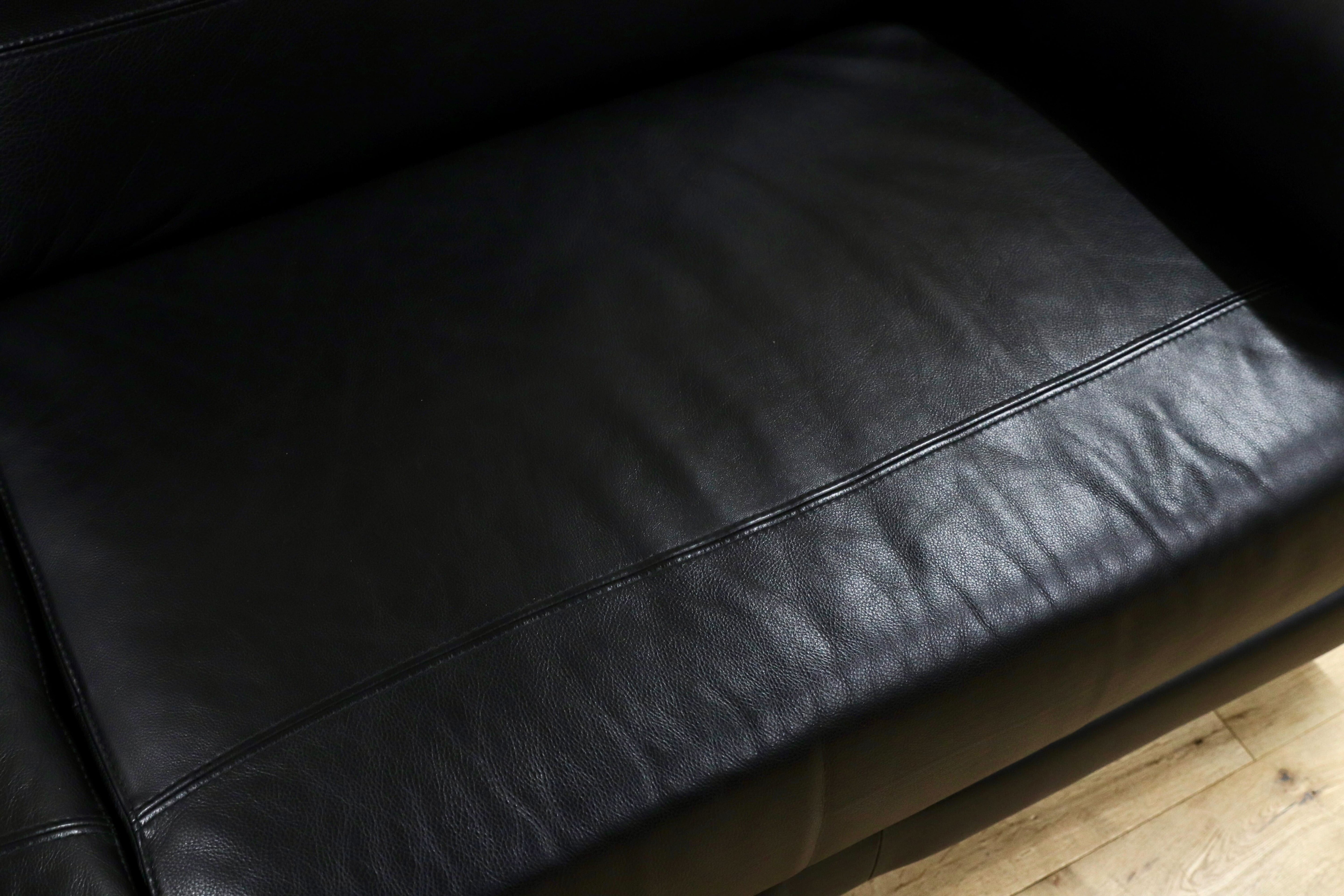 GMHH392○TOK&STOK イタリア製 2.5人掛けソファ トリプルソファ 黒 本革 レザー モダン 長椅子 購入約60万