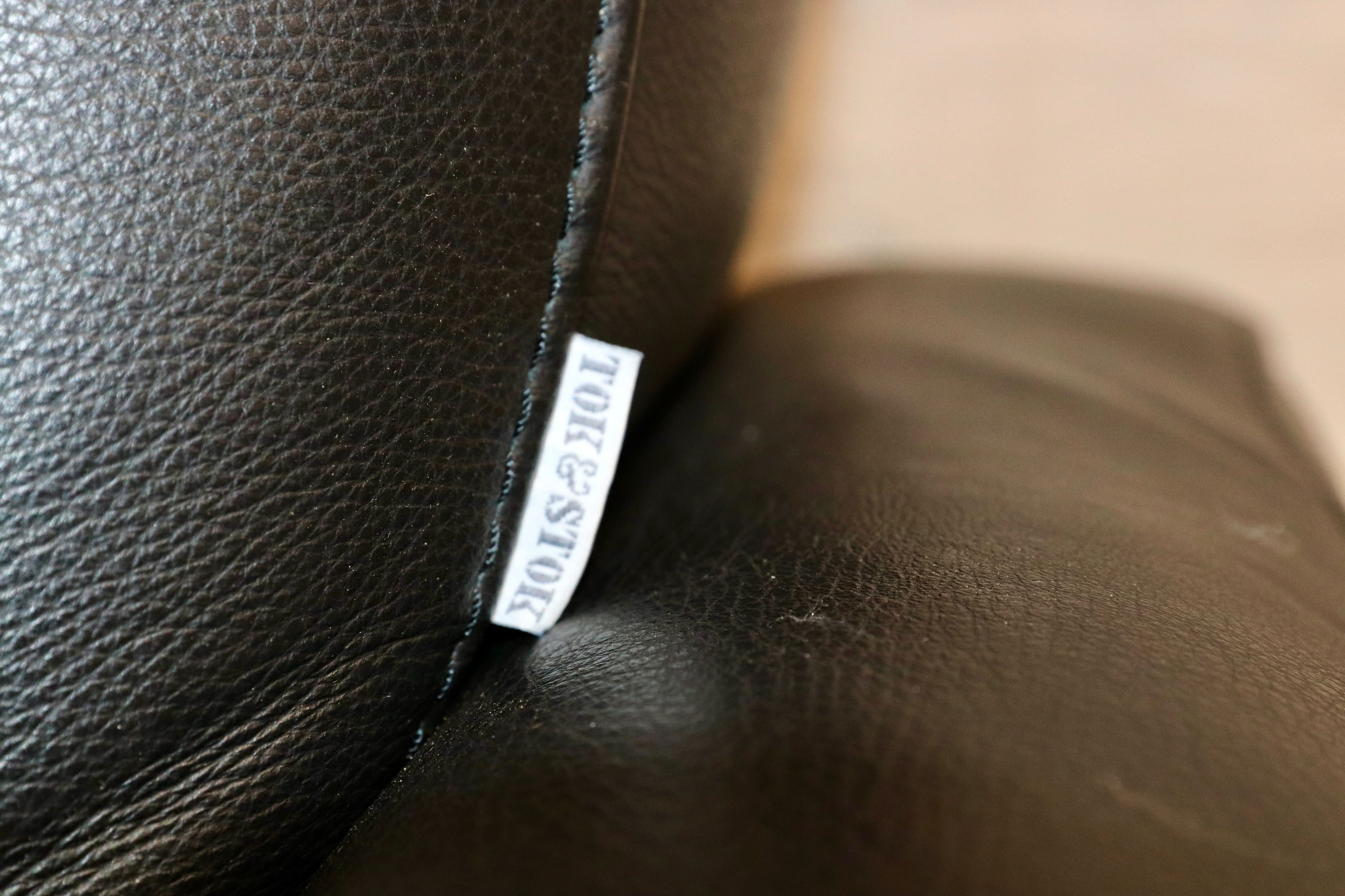 GMHH392○TOK&STOK イタリア製 2.5人掛けソファ トリプルソファ 黒 本革 レザー モダン 長椅子 購入約60万