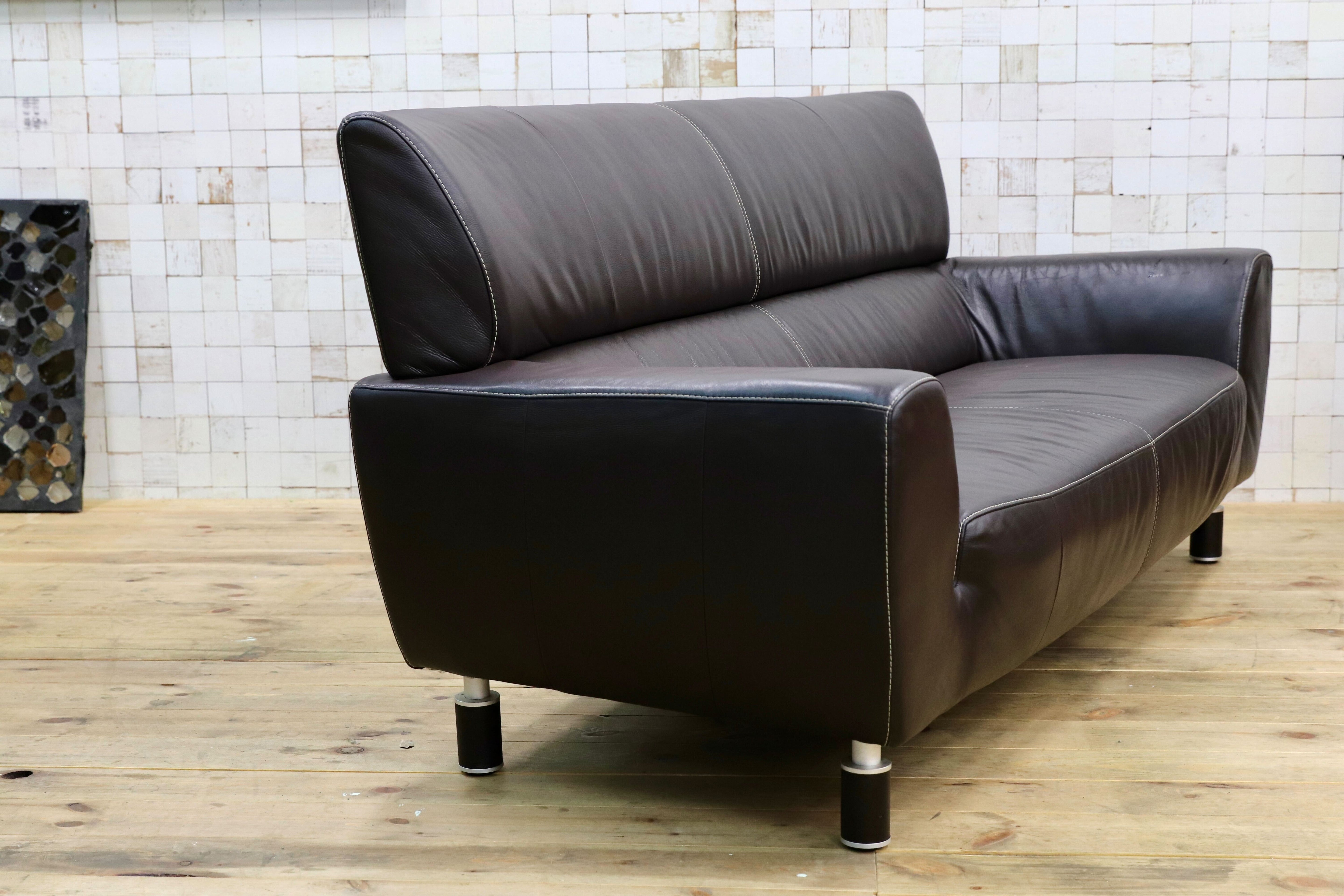 GMIH372○Gallery-M / ギャラリーエム 3人掛けソファ トリプルソファ ドイツ 本革 ACTUS アクタス 高級 モダン ダークブラウン 約35万