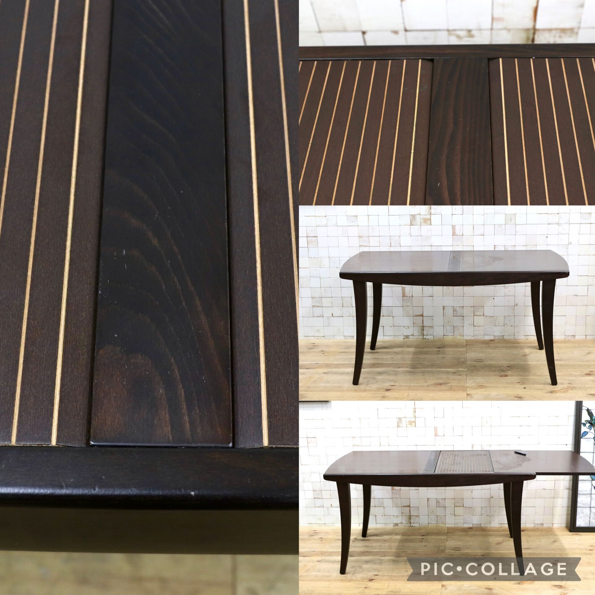 GMIS537○Calligaris / カリガリス イタリア製 モダン エクステンション ダイニングテーブル 食卓テーブル ブラウン