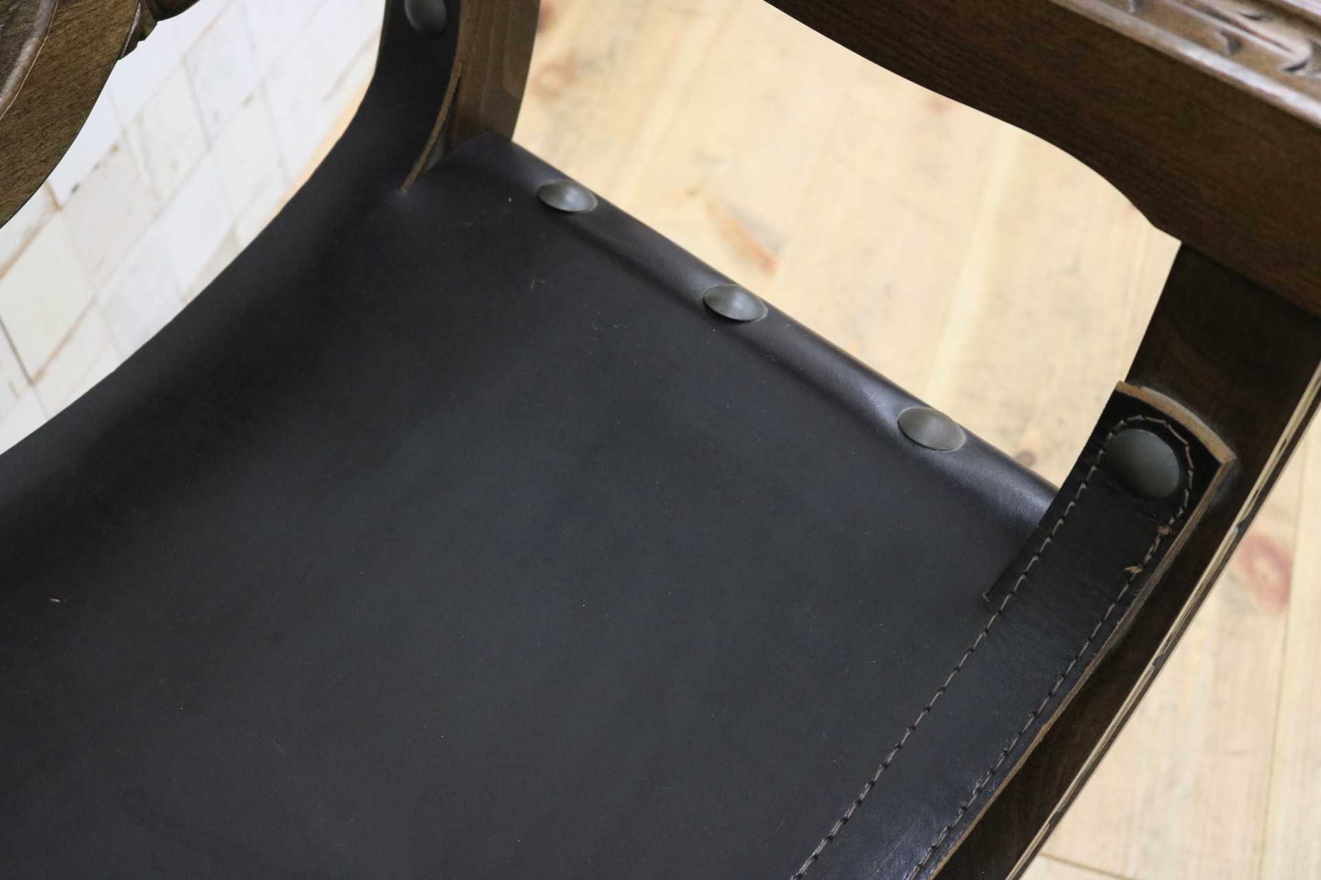 GMIK396B○サボナローラ ダンテスカチェア ヴィンテージ モダン 革張り 無垢 ディスプレイ 店舗什器 椅子 サイドチェア 西洋 リゾート