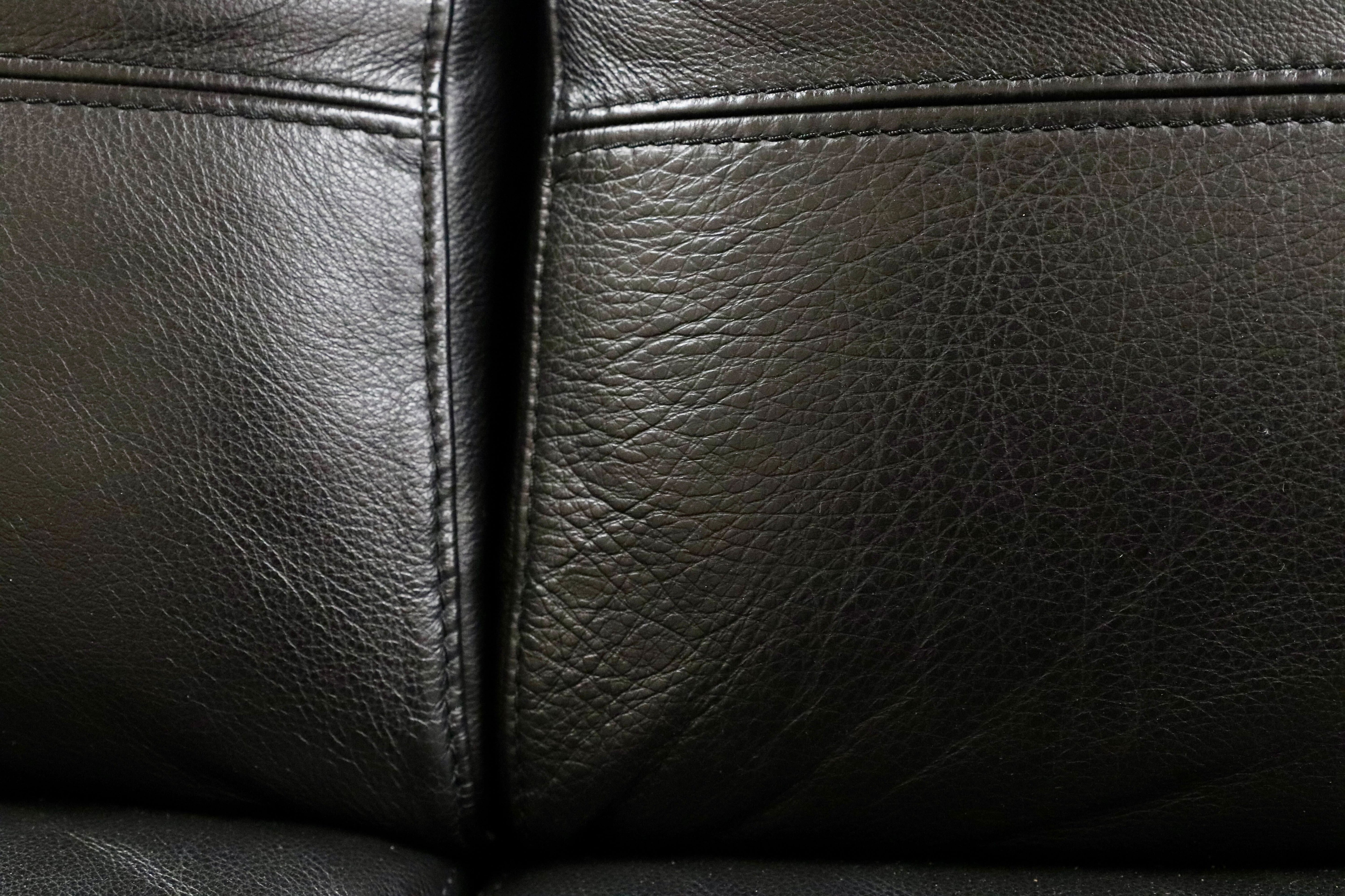 GMHH392○TOK&STOK イタリア製 2.5人掛けソファ トリプルソファ 黒 本革 レザー モダン 長椅子 購入約60万