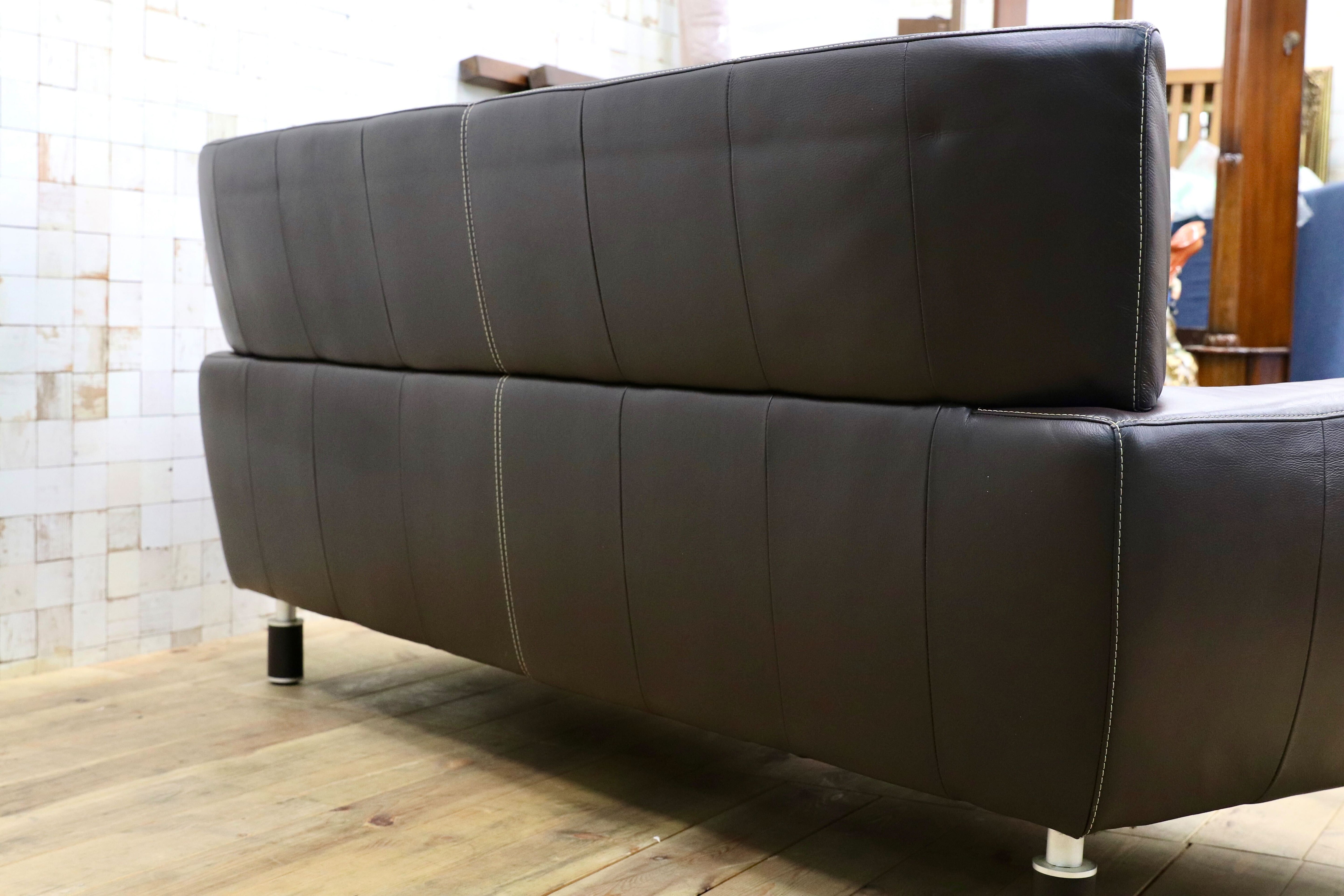 GMIH372○Gallery-M / ギャラリーエム 3人掛けソファ トリプルソファ ドイツ 本革 ACTUS アクタス 高級 モダン ダークブラウン 約35万