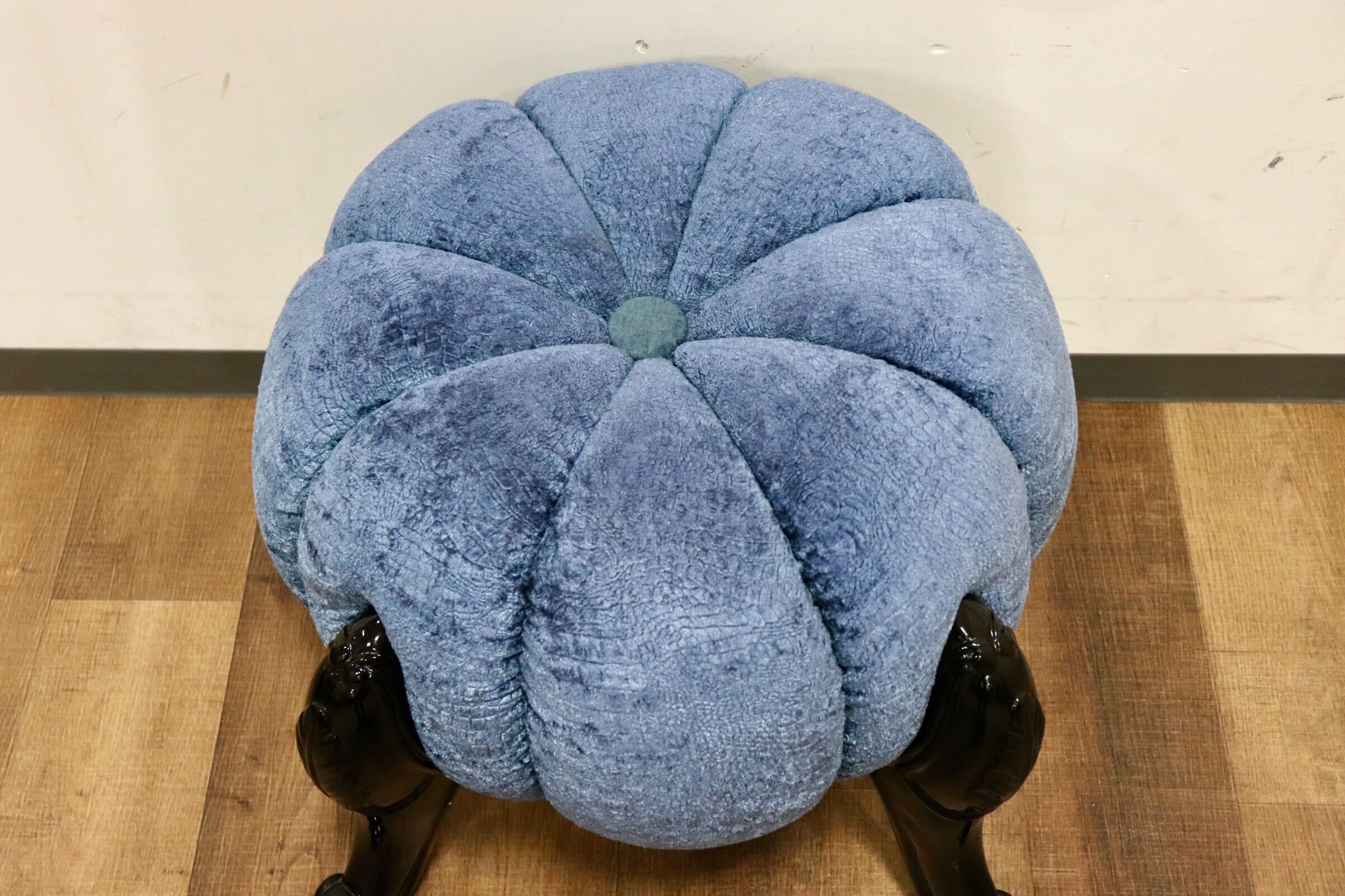 GMHH489A○パンプキンスツール アンティーク調 猫脚 ファブリック オットマン 腰掛け ヨーロピアン エレガント チェア 展示品