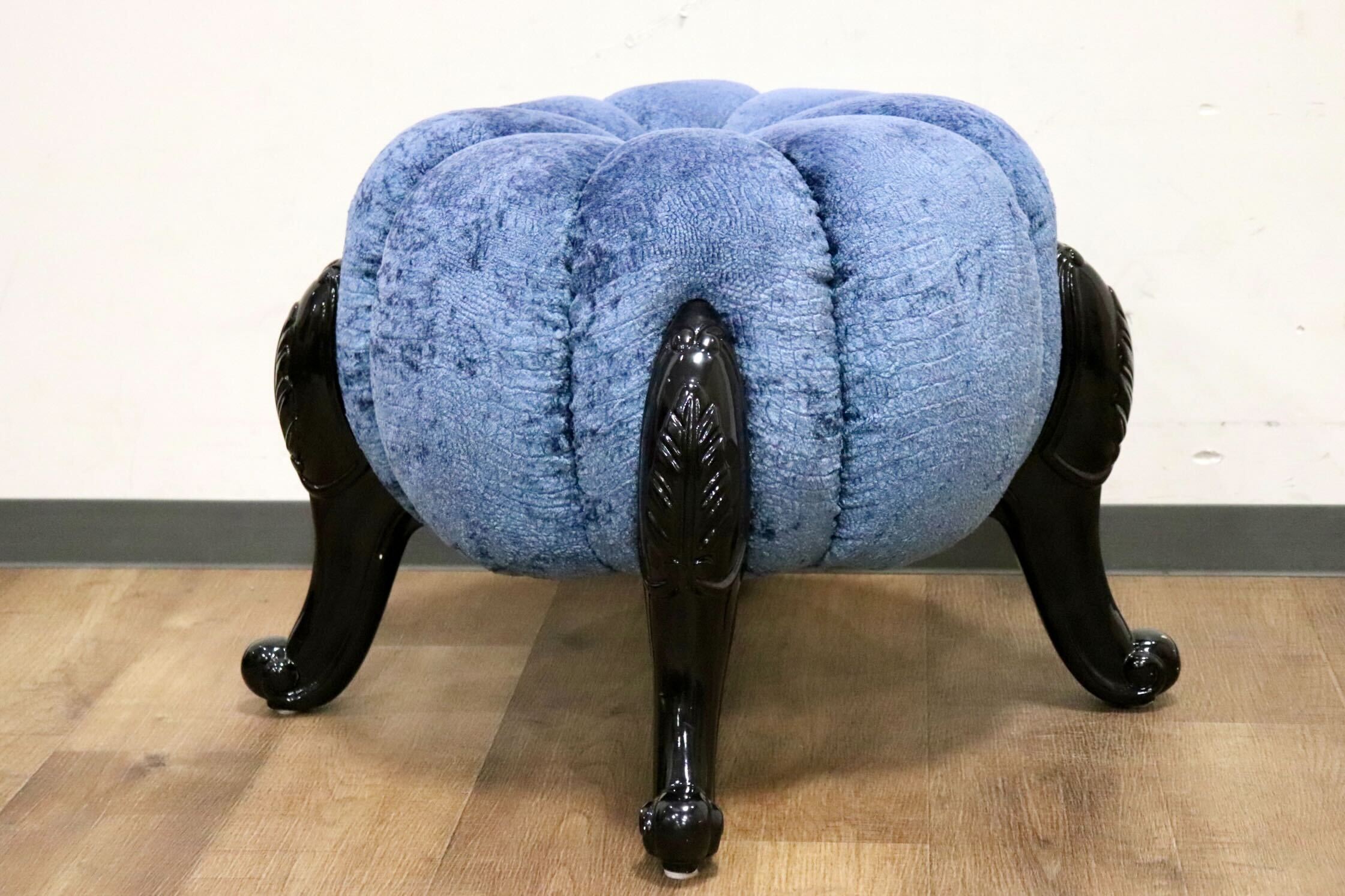 GMHH489A○パンプキンスツール アンティーク調 猫脚 ファブリック オットマン 腰掛け ヨーロピアン エレガント チェア 展示品