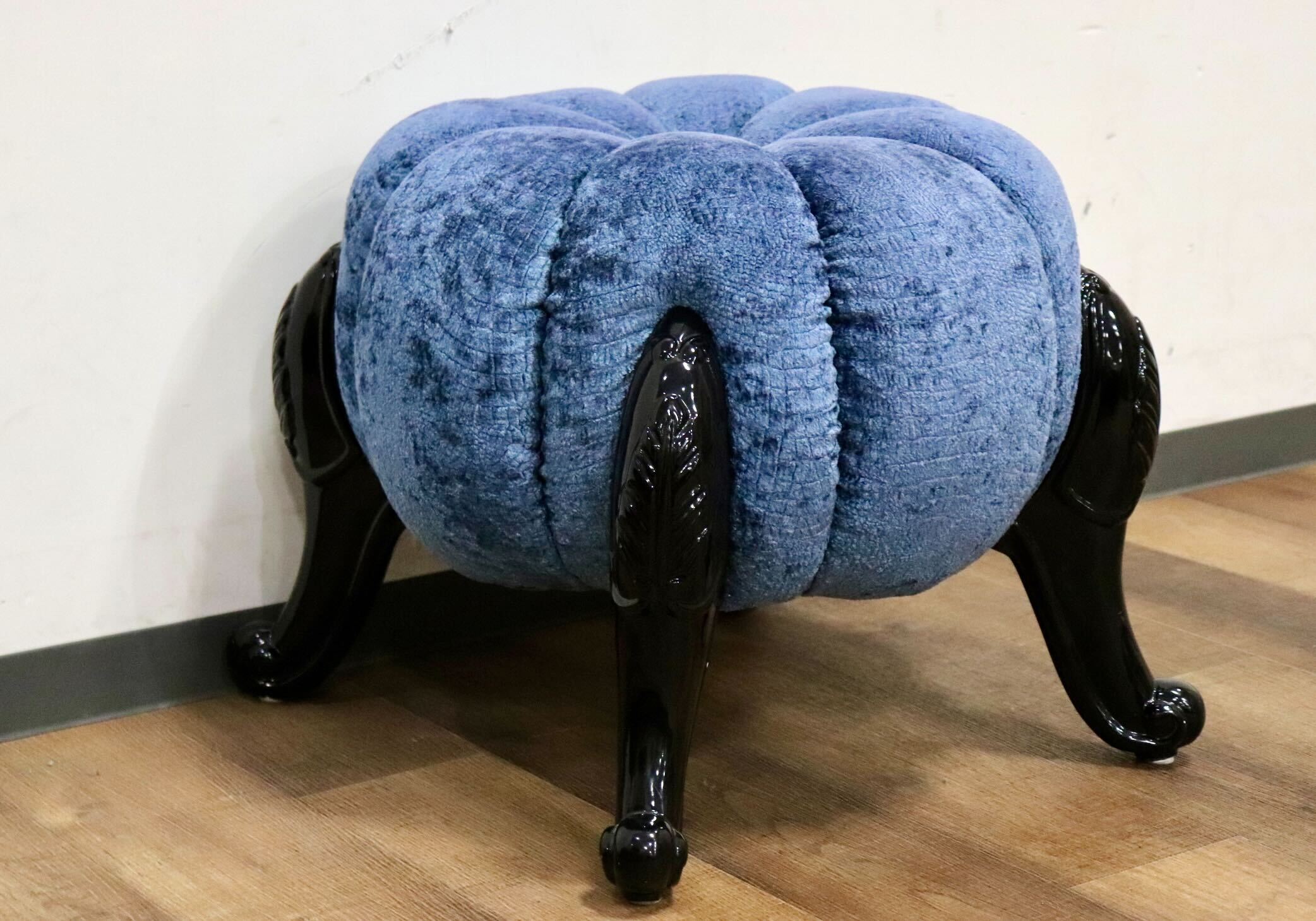 GMHH489A○パンプキンスツール アンティーク調 猫脚 ファブリック オットマン 腰掛け ヨーロピアン エレガント チェア 展示品