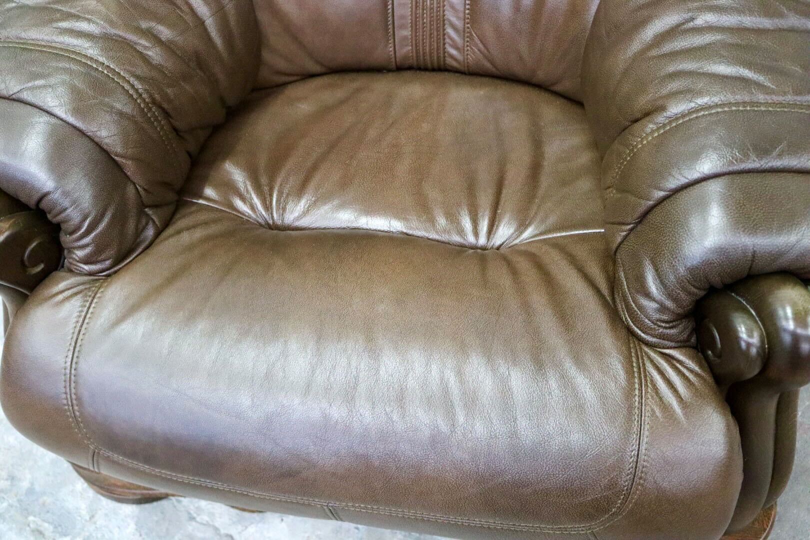 GMIK622A○オランダ製 ダッチカントリー 1人掛けソファ シングルソファ オーク材 本革 応接 リビング ブラウン ヴィンテージ 約35万