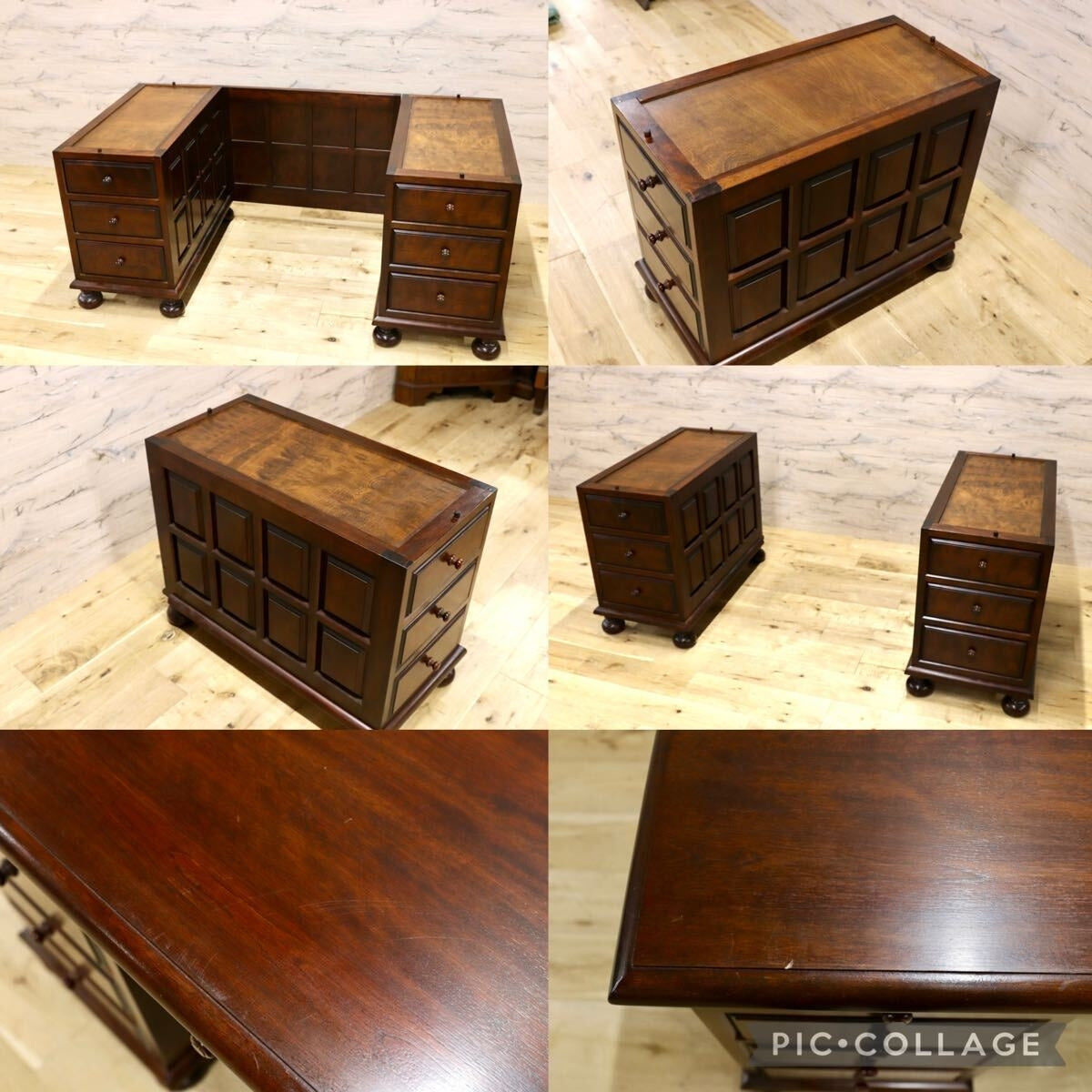 GMJK231○松本民芸家具 H型両袖机 ミズメザクラ材 両袖デスク 書斎机 民芸家具 国産家具 定価約126.5万円