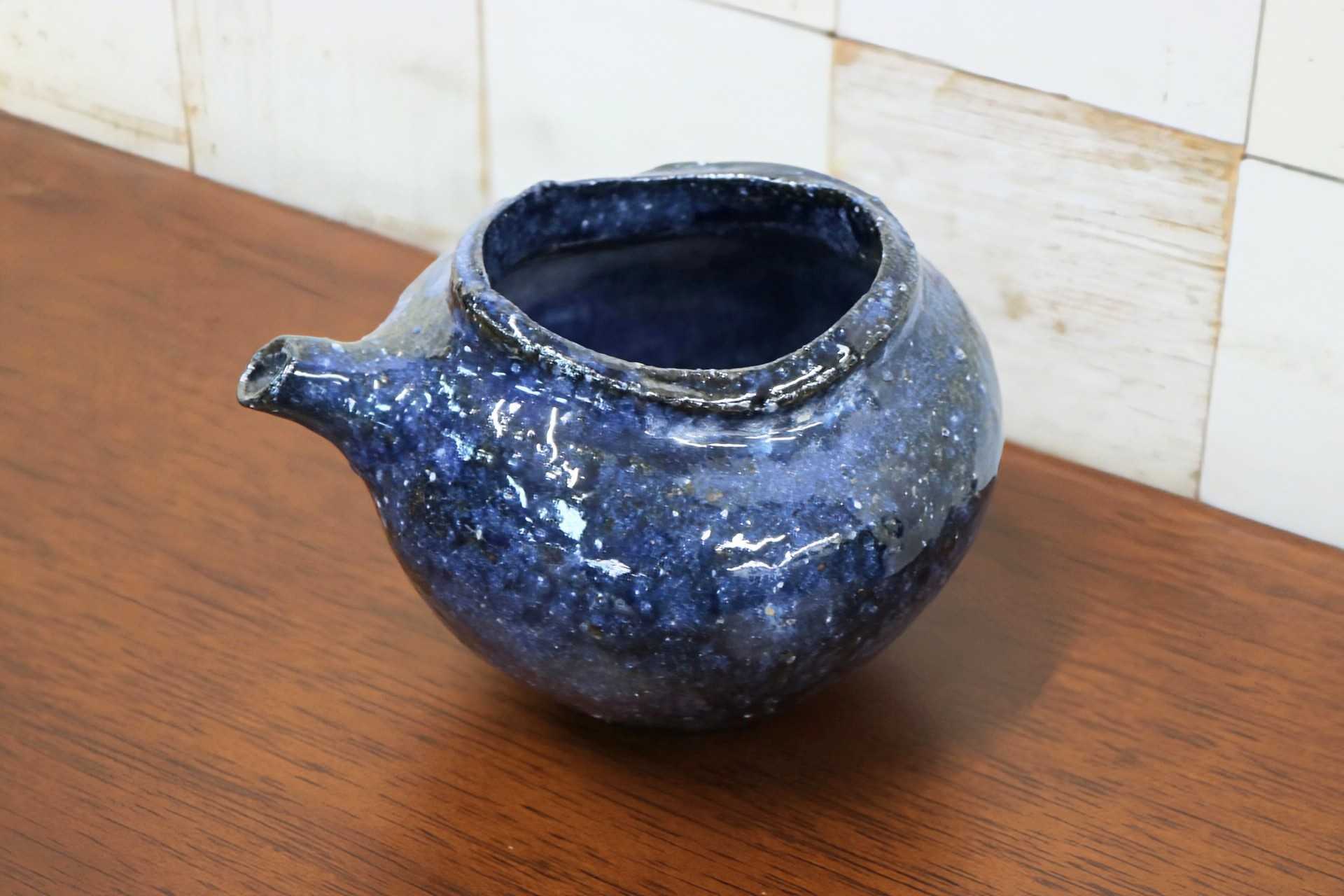 GMJO84B○千代市陶房 清水万佐年 丹波焼 青片口 伝統工芸 丹波篠山 未使用
