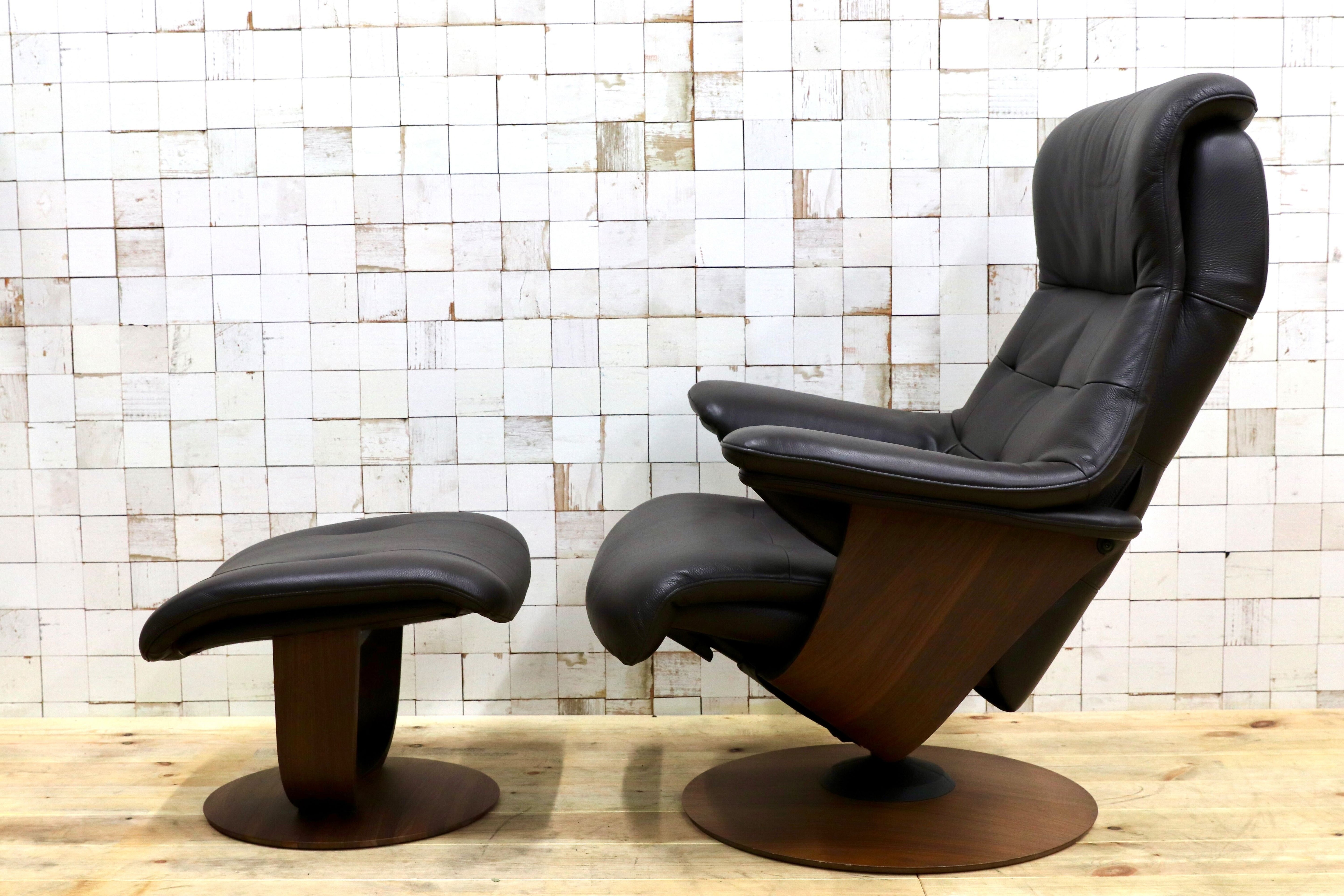 GMHN384○karimoku / カリモク THE FIRST ザファースト リクライニングチェア 総本革 ダークブラウン 国産家具 約40万