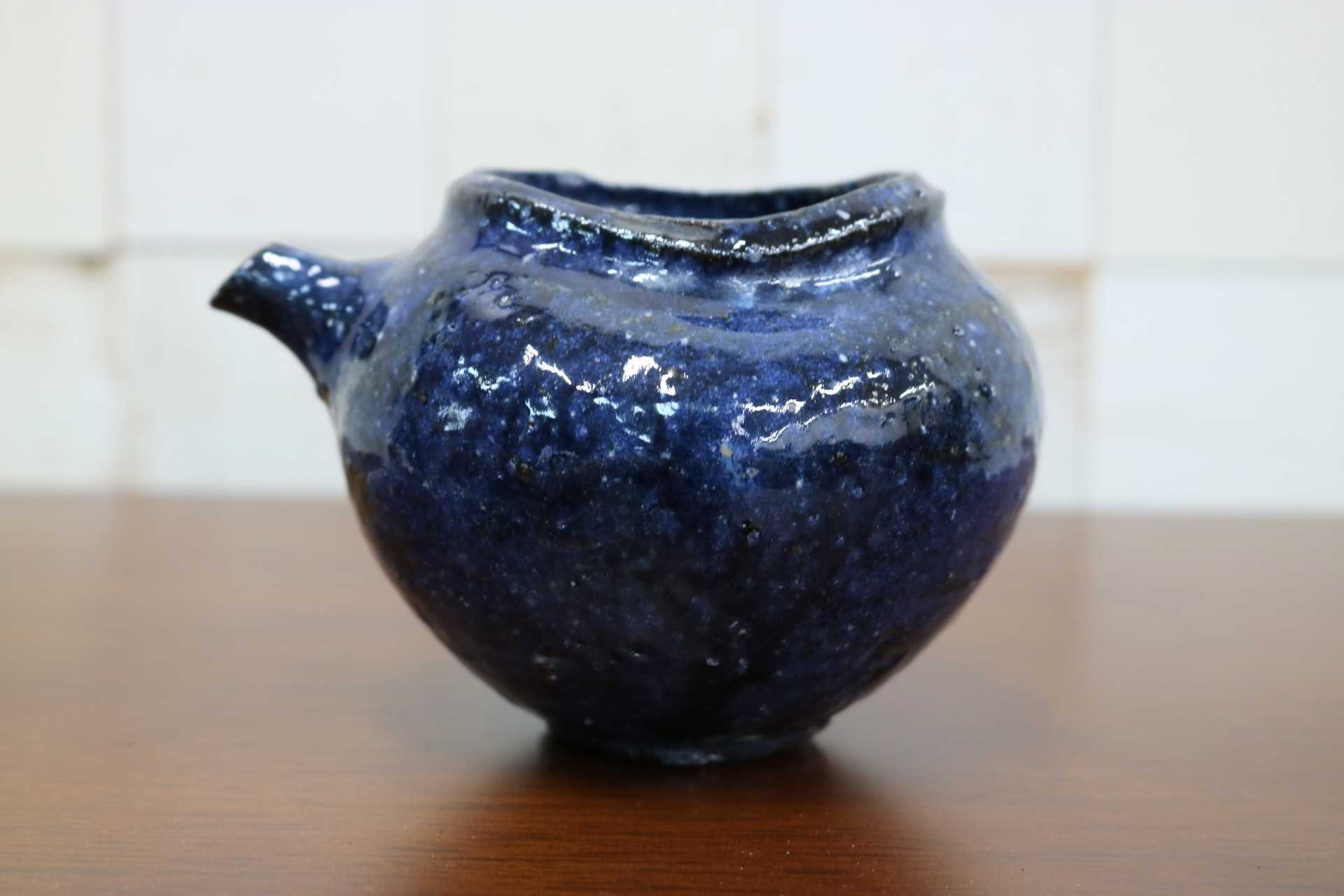 GMJO84B○千代市陶房 清水万佐年 丹波焼 青片口 伝統工芸 丹波篠山 未使用