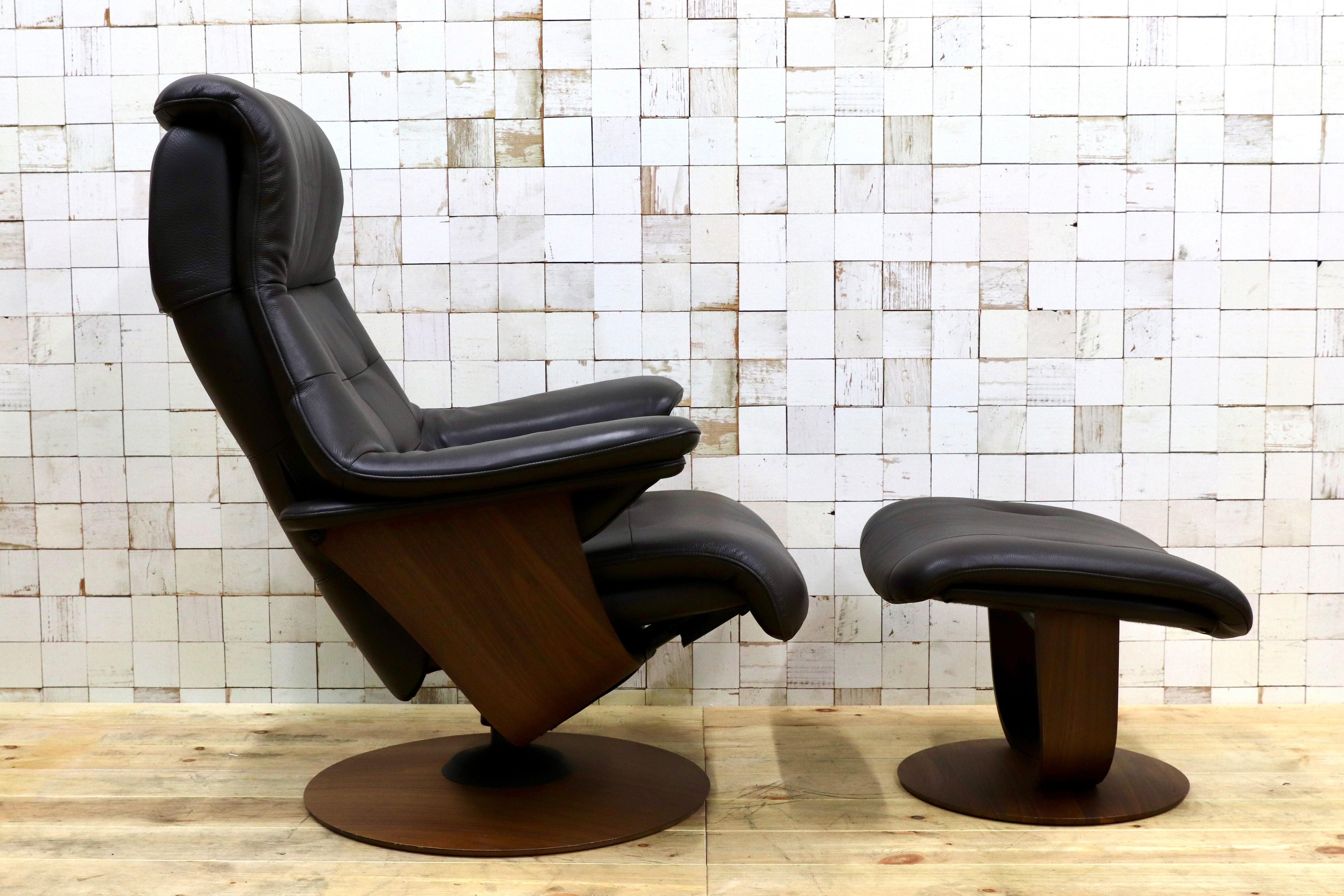 GMHN384○karimoku / カリモク THE FIRST ザファースト リクライニングチェア 総本革 ダークブラウン 国産家具 約40万