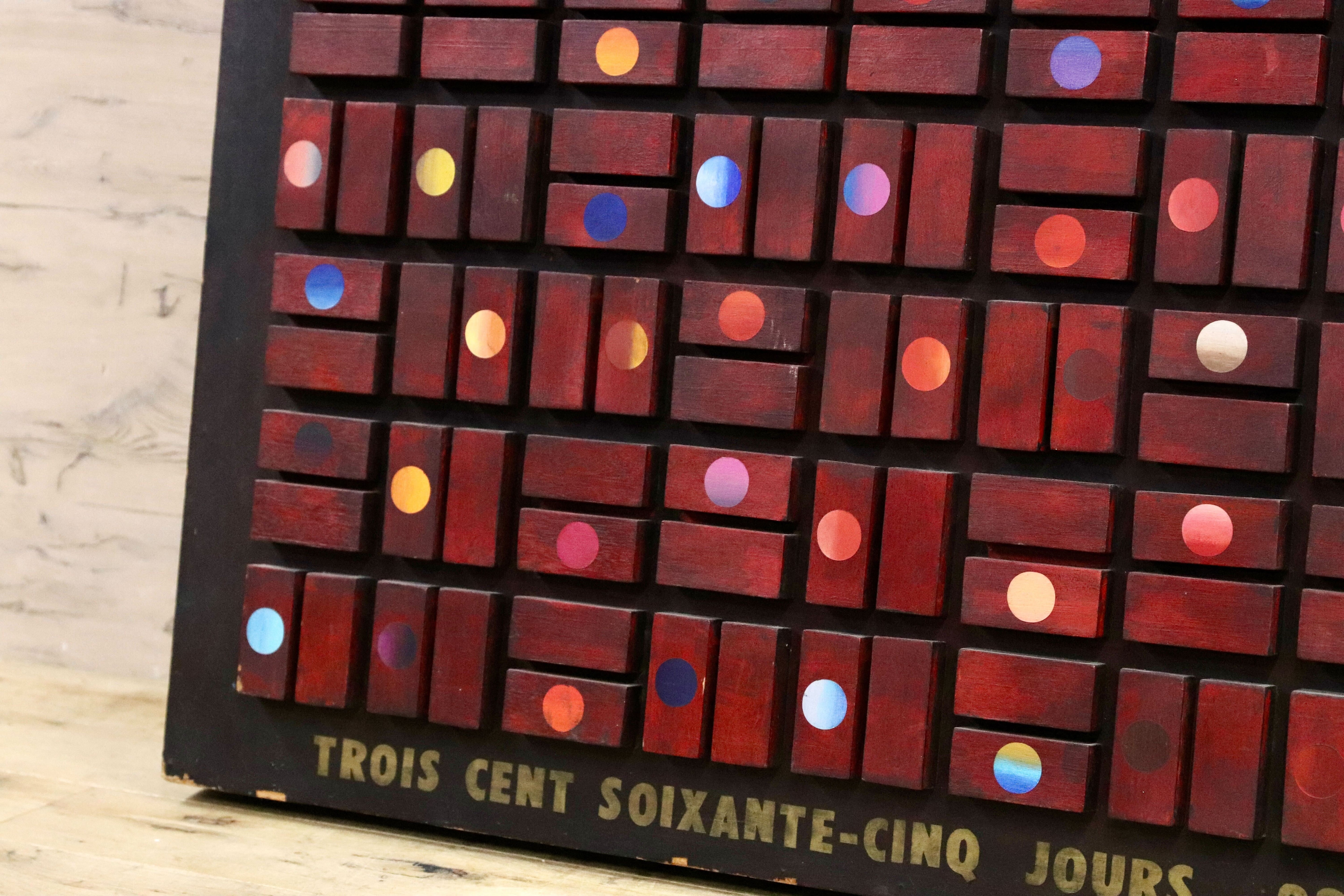 GMIH156○TROIS CENT SOIXANTE-CINQ JOURS 285-365 フランス モダンアート作品 アンティーク オブジェ インテリア 木製