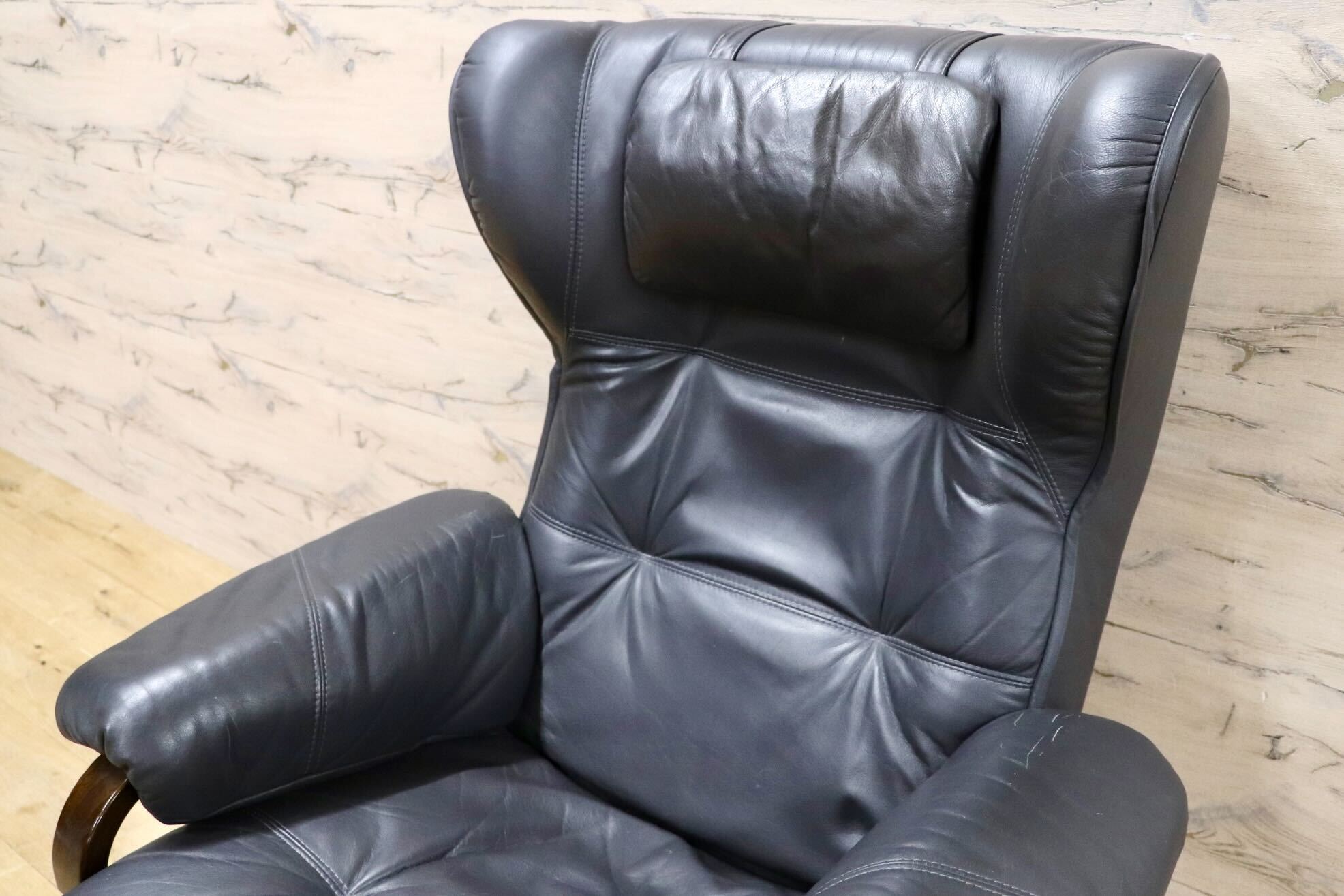 GMHK712○maruni / オールドマルニ 本革 リクライニングチェア 椅子 パーソナルチェア 1人掛け 国産 ヴィンテージ 稀少