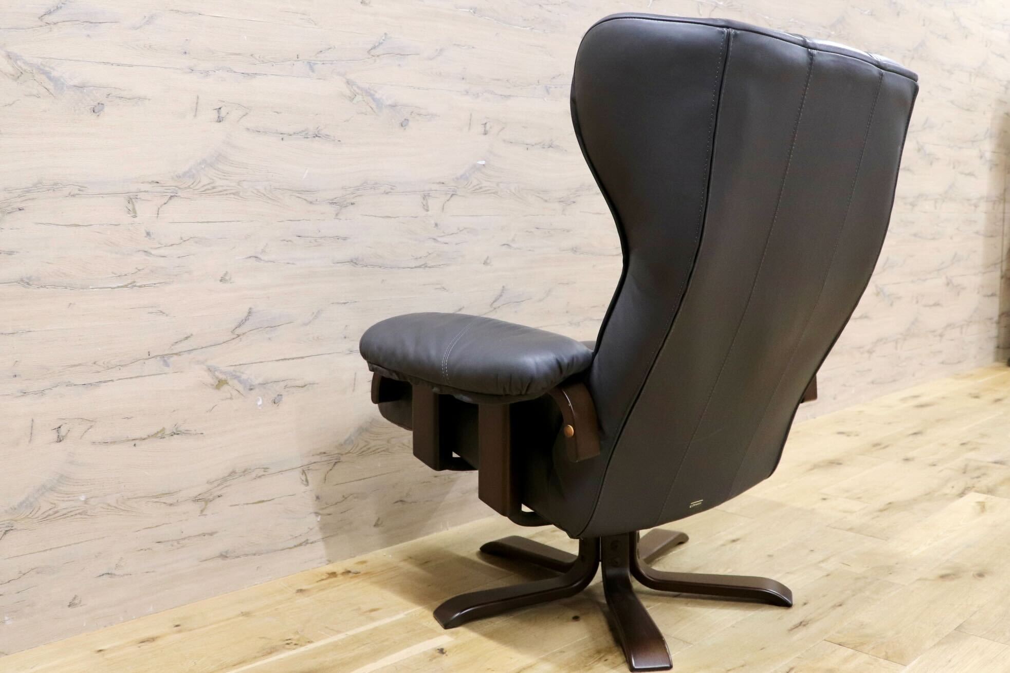 GMHK712○maruni / オールドマルニ 本革 リクライニングチェア 椅子 パーソナルチェア 1人掛け 国産 ヴィンテージ 稀少