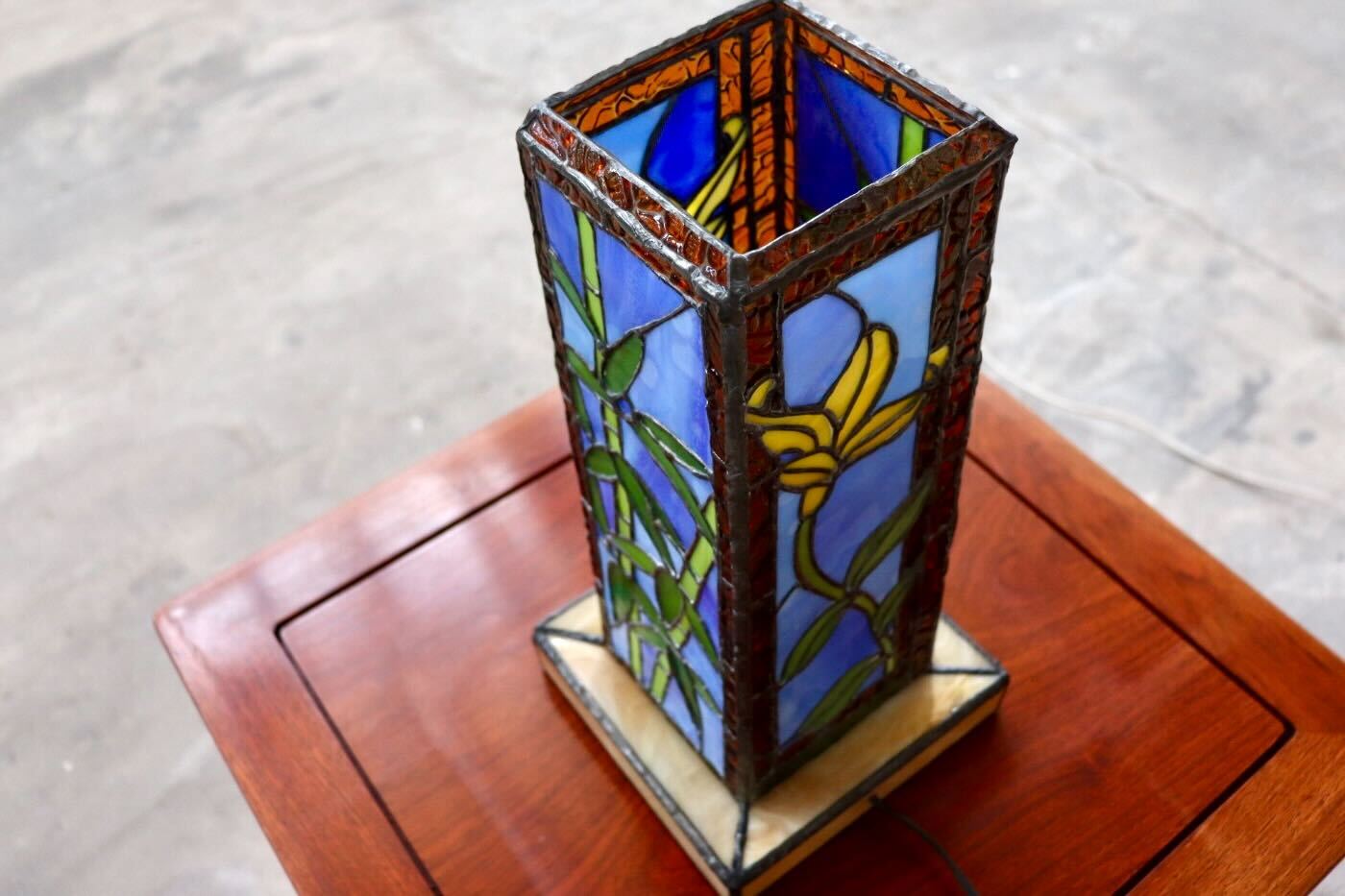 GMHS564B○ステンドグラス ステンドランプ アンティーク 花柄 照明 インテリア レトロ ※発送不可