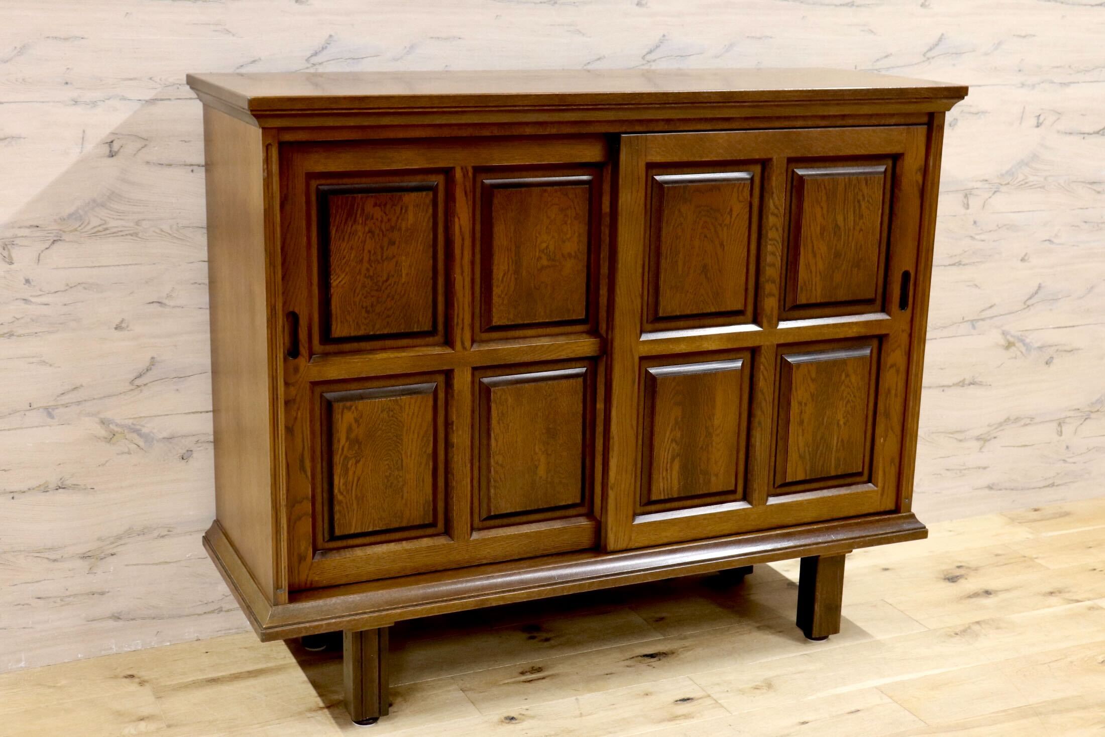 GMIH129○Karimoku / カリモク 下駄箱 シューズボックス 玄関収納 靴箱 キャビネット サイドボード ナラ材 脚付き