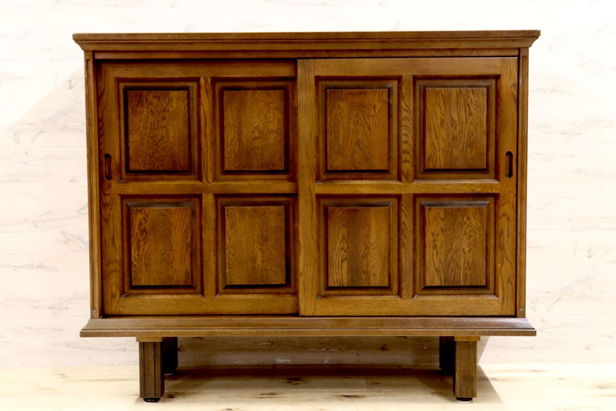 GMIH129○Karimoku / カリモク 下駄箱 シューズボックス 玄関収納 靴箱 キャビネット サイドボード ナラ材 脚付き