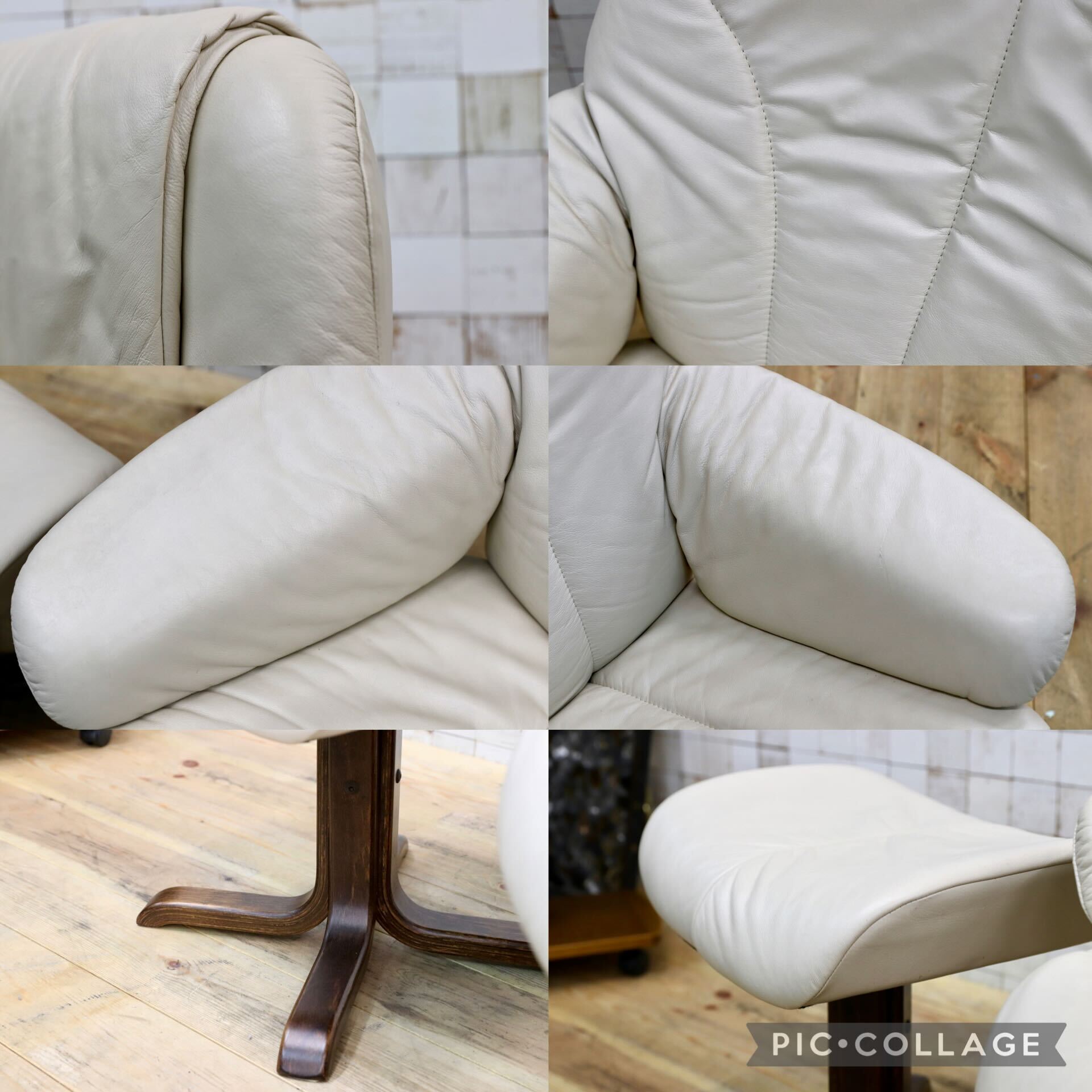 GMIK590○Hjellegjerde / イエリアーダ リクライニングチェア パーソナルチェア 回転椅子 オットマン レザー ノルウェー 北欧家具