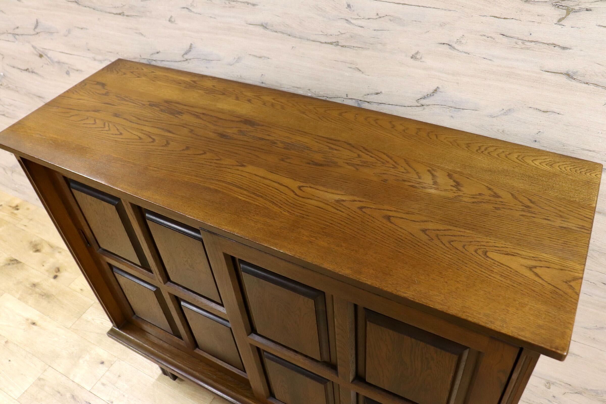 GMIH129○Karimoku / カリモク 下駄箱 シューズボックス 玄関収納 靴箱 キャビネット サイドボード ナラ材 脚付き