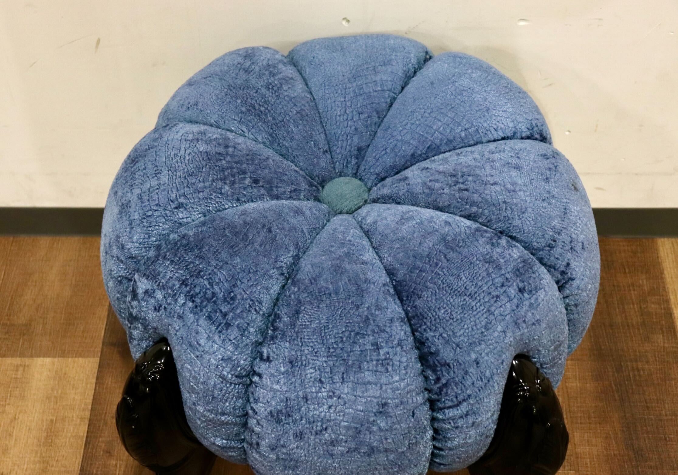 GMHH489B○パンプキンスツール アンティーク調 猫脚 ファブリック オットマン 腰掛け ヨーロピアン エレガント チェア 展示品