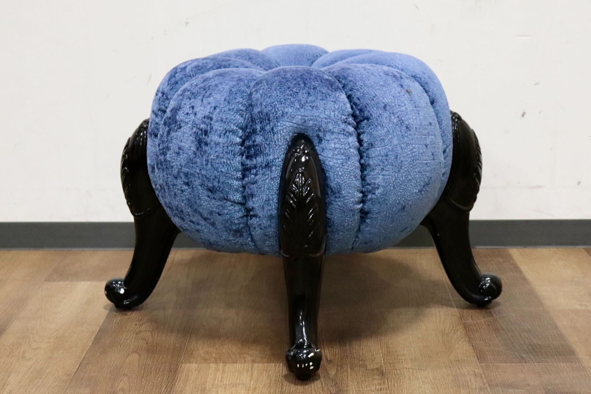 GMHH489B○パンプキンスツール アンティーク調 猫脚 ファブリック オットマン 腰掛け ヨーロピアン エレガント チェア 展示品